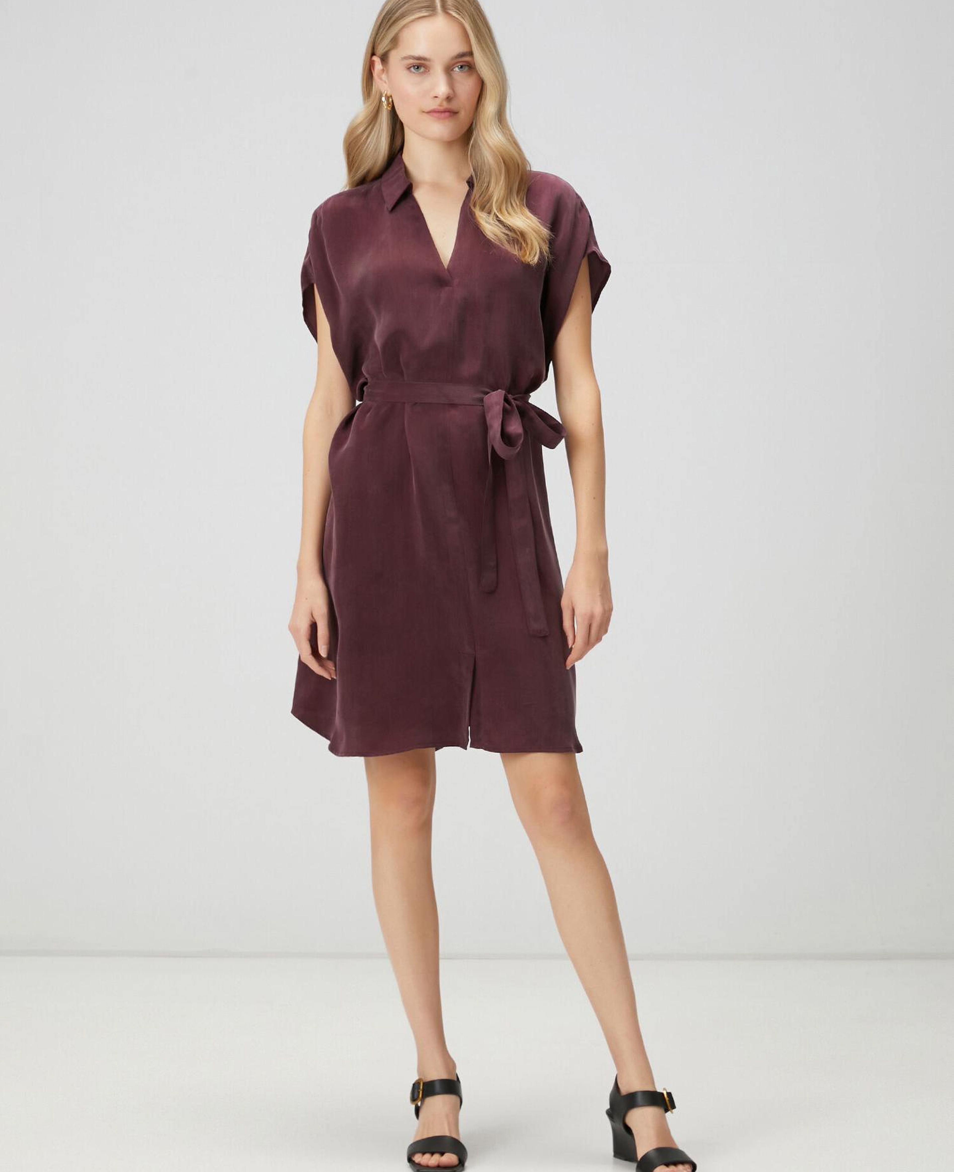 Beymen Club Kadın Bordo Cupro Mini Gömlek Elbise