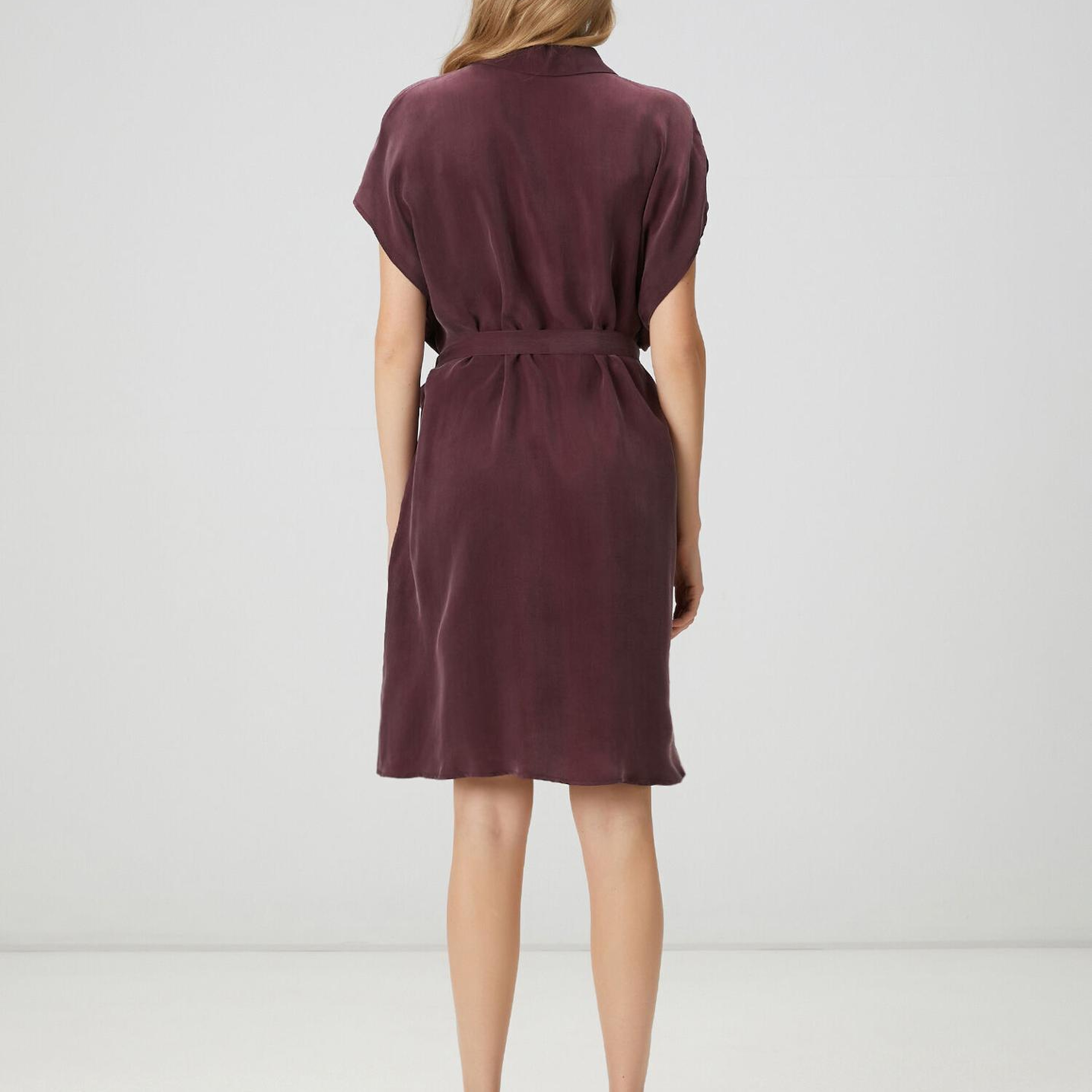 Beymen Club Kadın Bordo Cupro Mini Gömlek Elbise