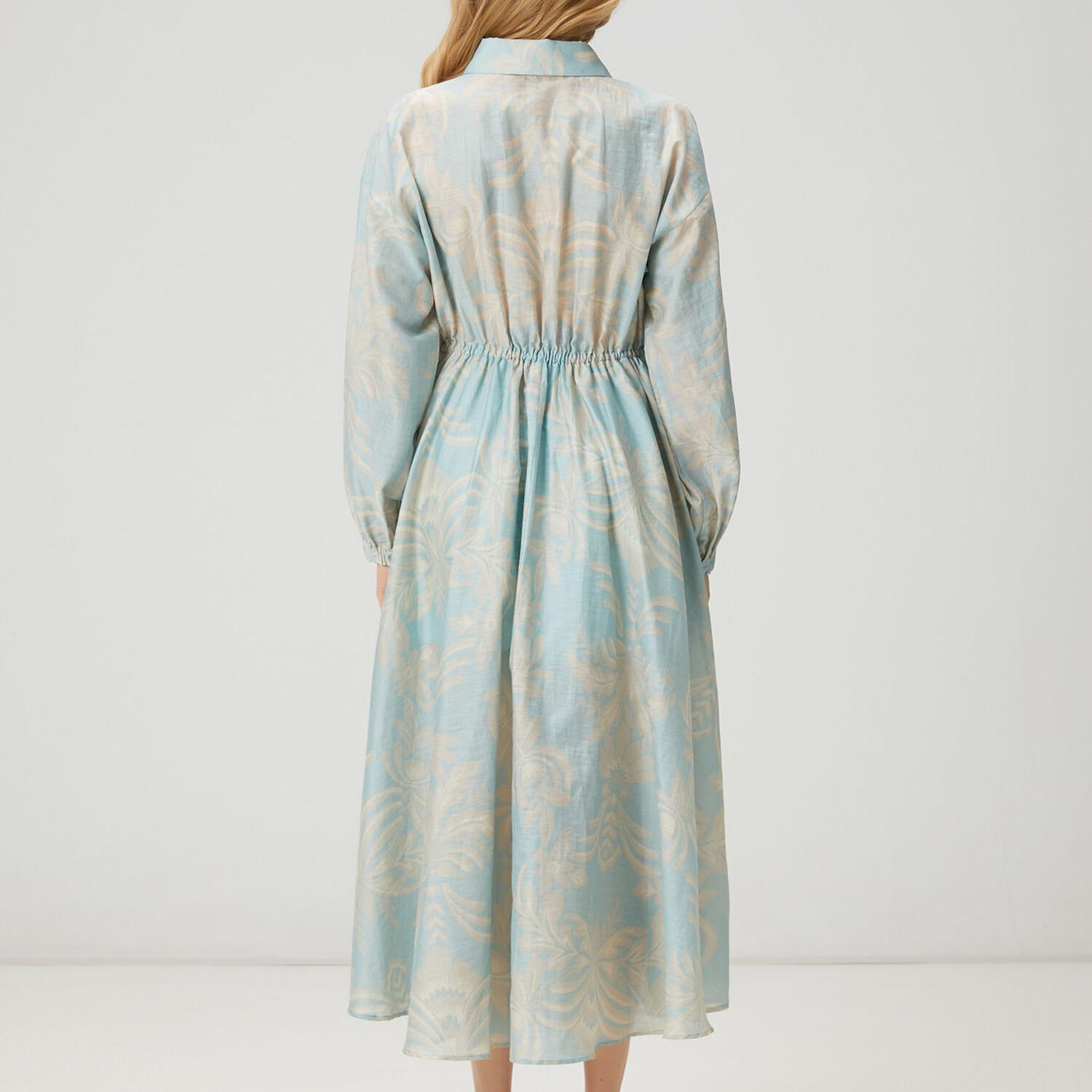 Beymen Club Kadın Mint Çiçekli Midi Organza Gömlek Elbise