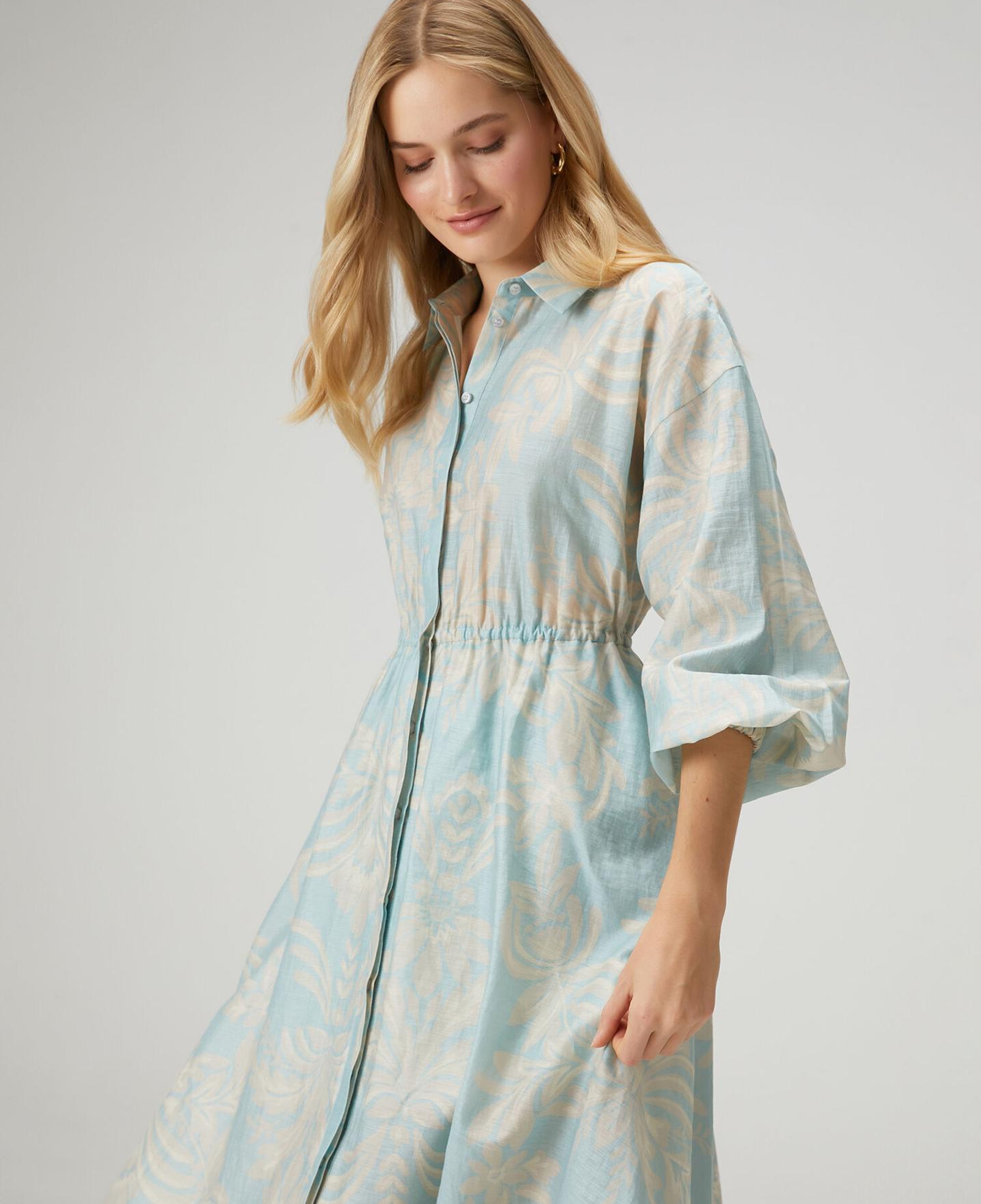 Beymen Club Kadın Mint Çiçekli Midi Organza Gömlek Elbise