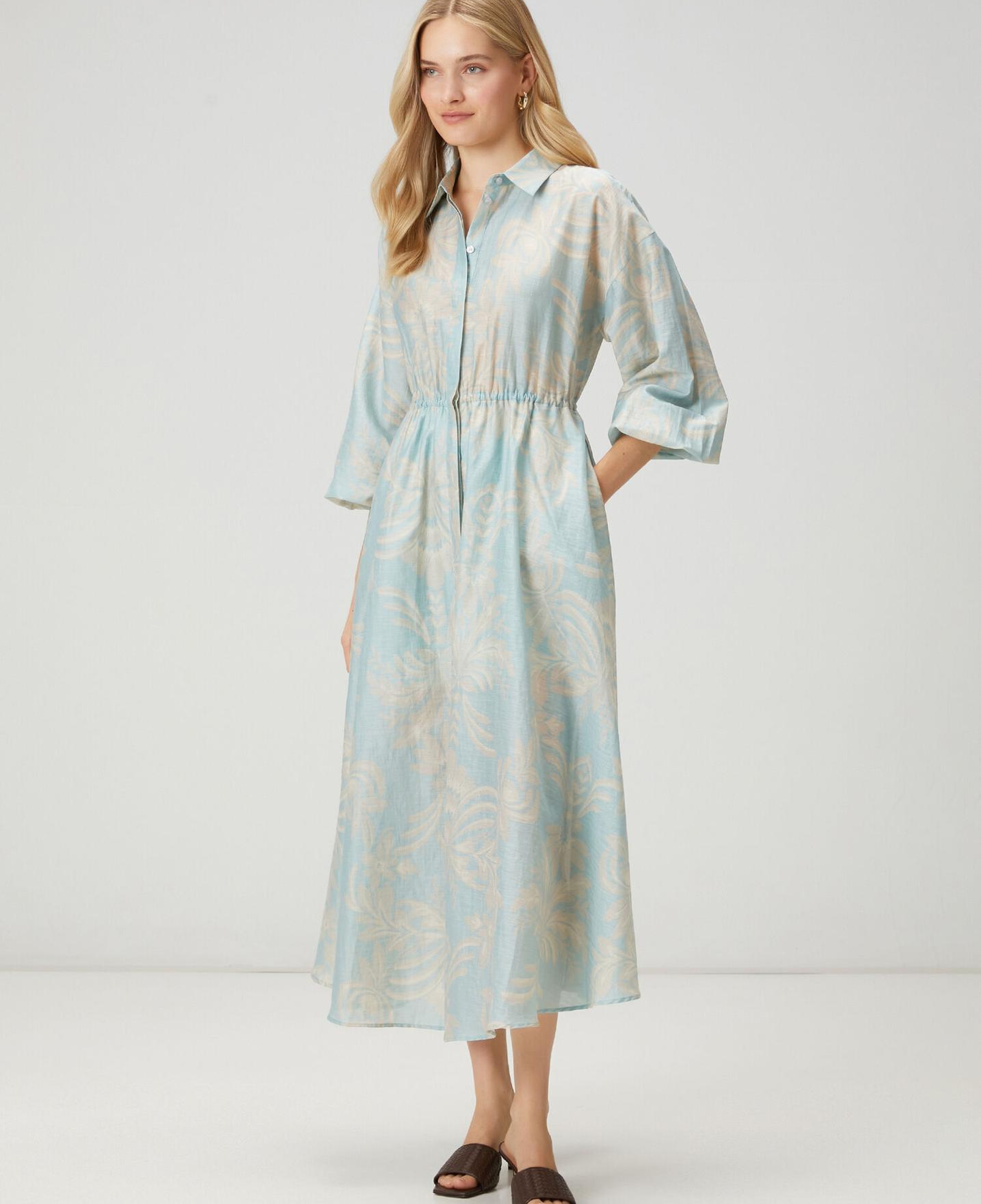 Beymen Club Kadın Mint Çiçekli Midi Organza Gömlek Elbise