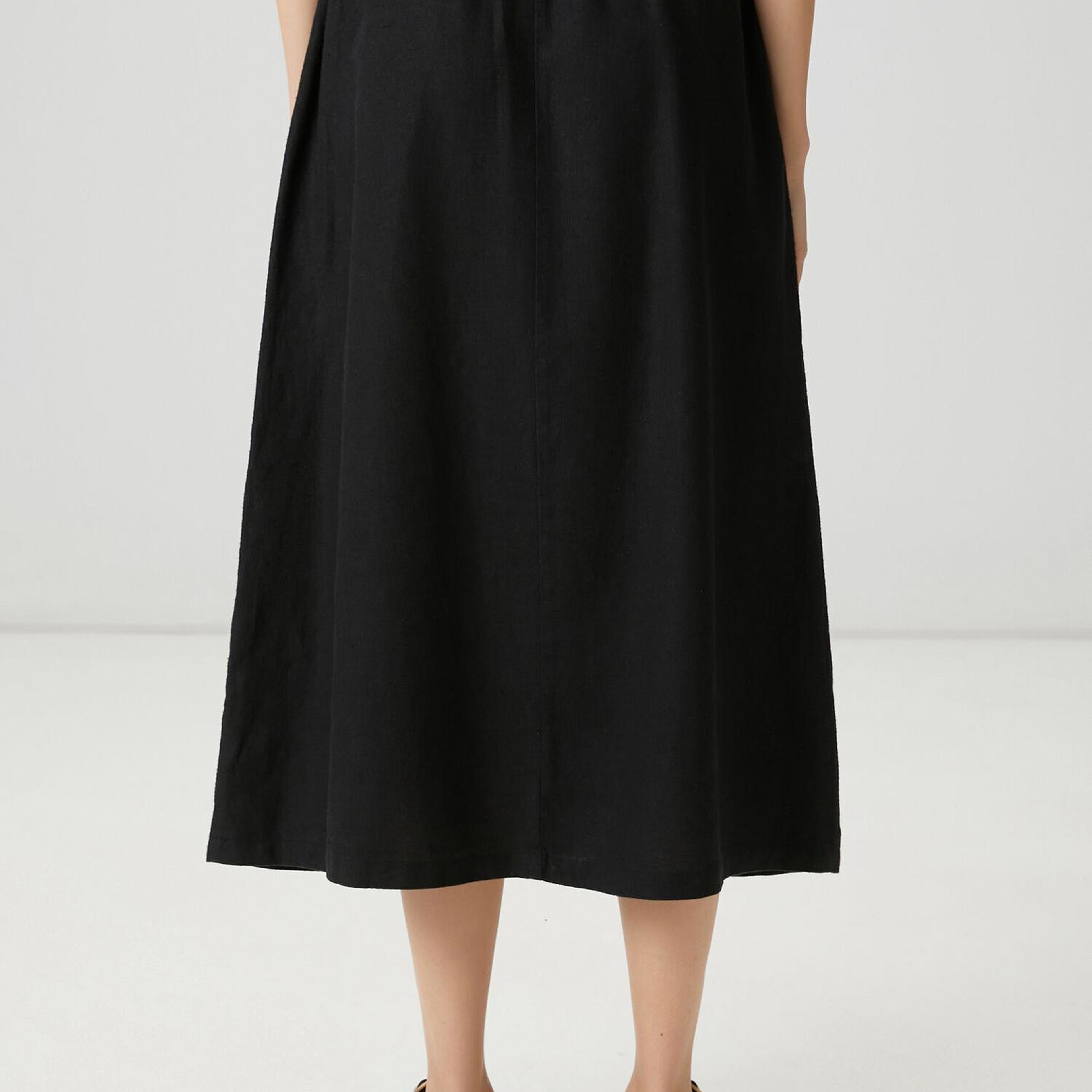 Beymen Club Kadın Siyah Bağcıklı Midi Keten Etek