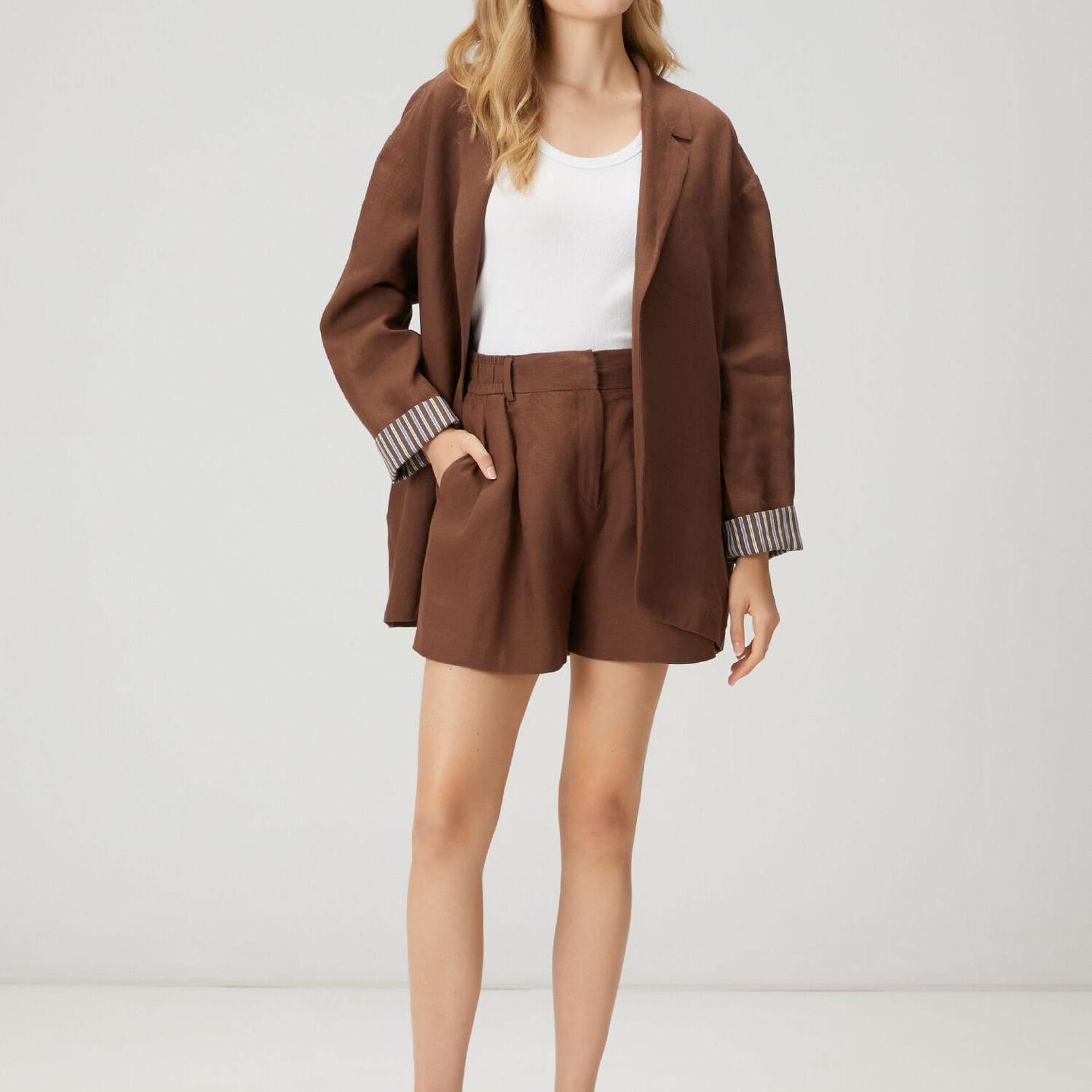 Beymen Club Kadın Açık Kahverengi Keten Ceket