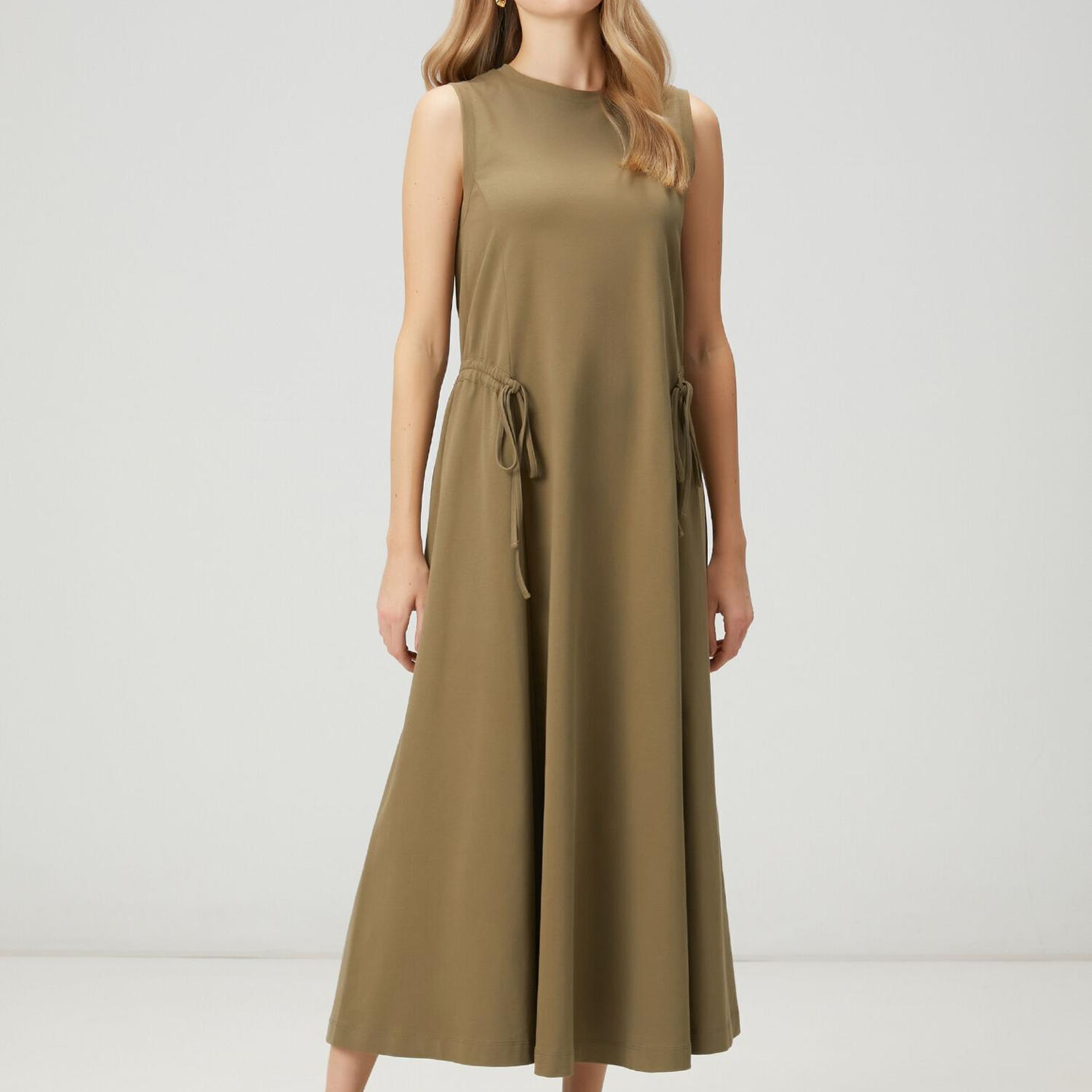 Beymen Club Kadın Haki Büzgü Detaylı Uzun Elbise
