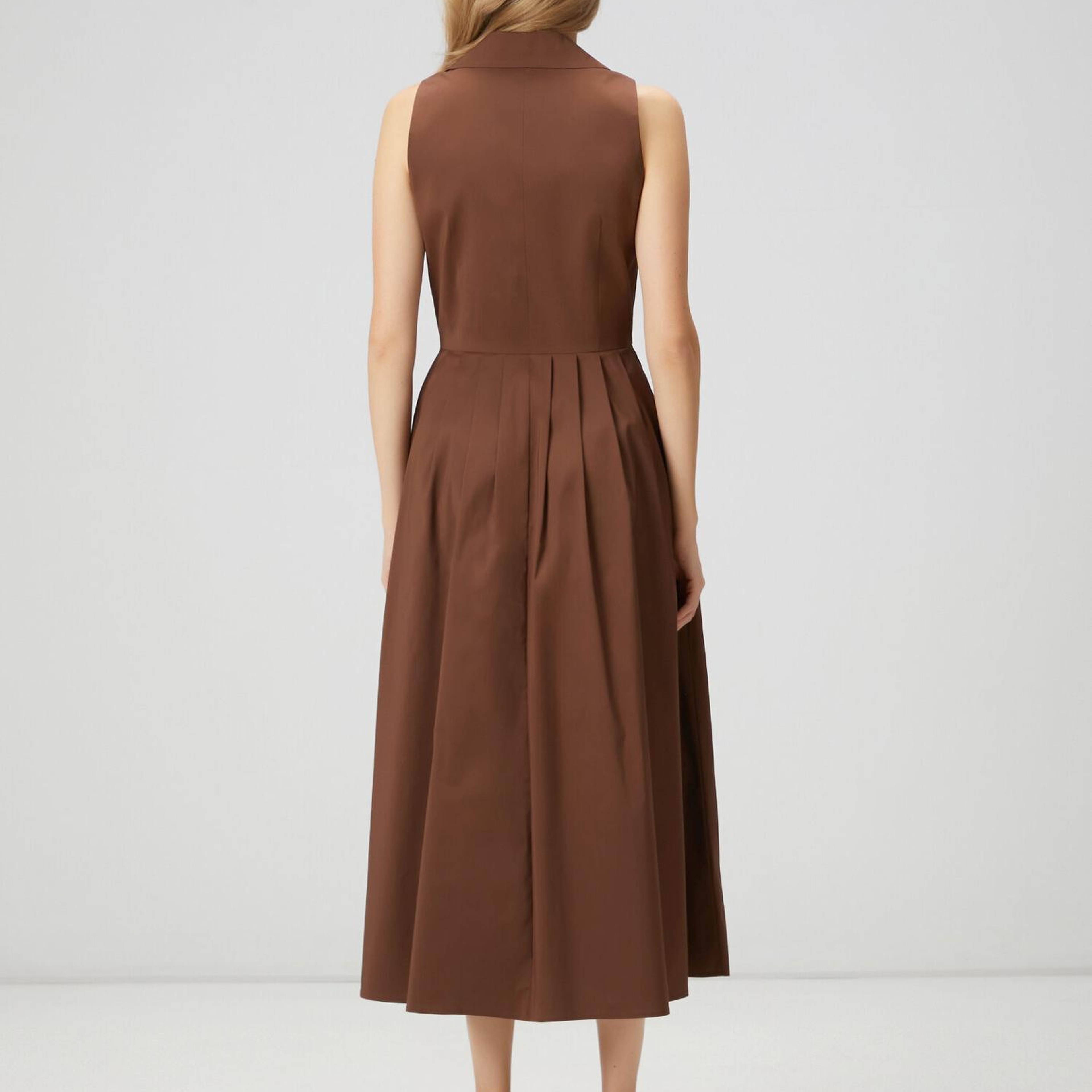 Beymen Club Kadın Kahverengi Midi Tafta Gömlek Elbise