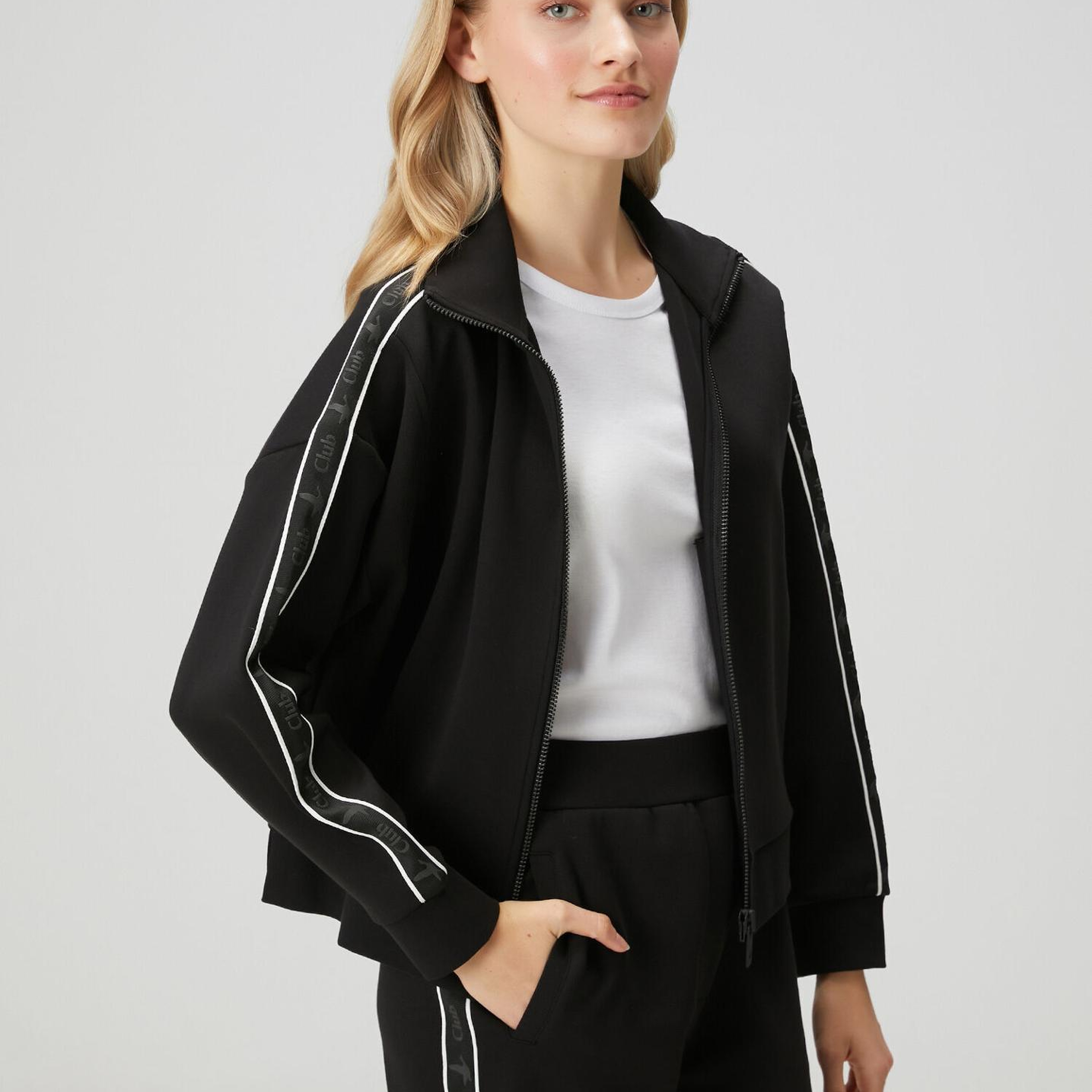 Beymen Club Kadın Siyah Logo Bantlı Fermuarlı Sweatshirt