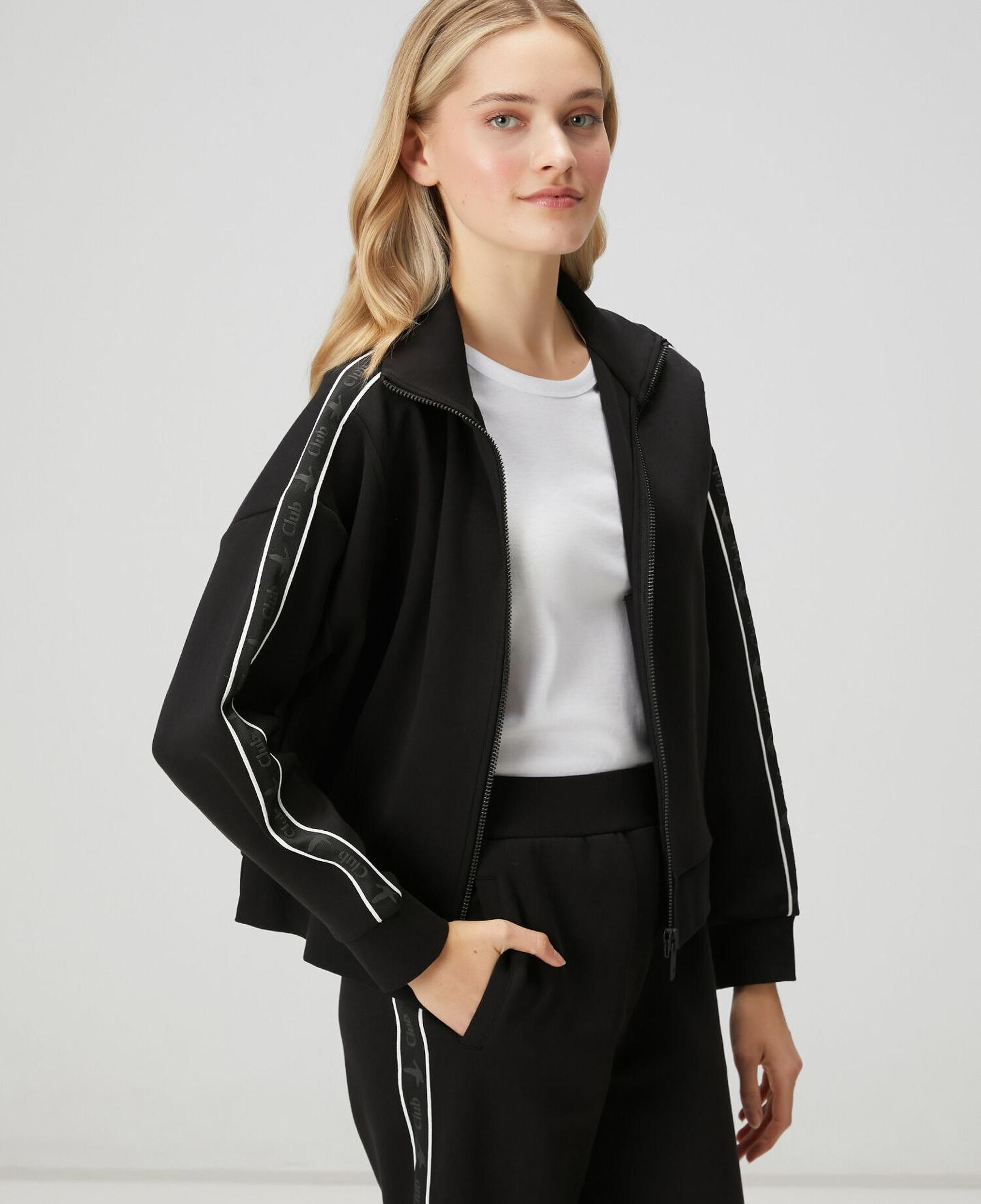 Beymen Club Kadın Siyah Logo Bantlı Fermuarlı Sweatshirt