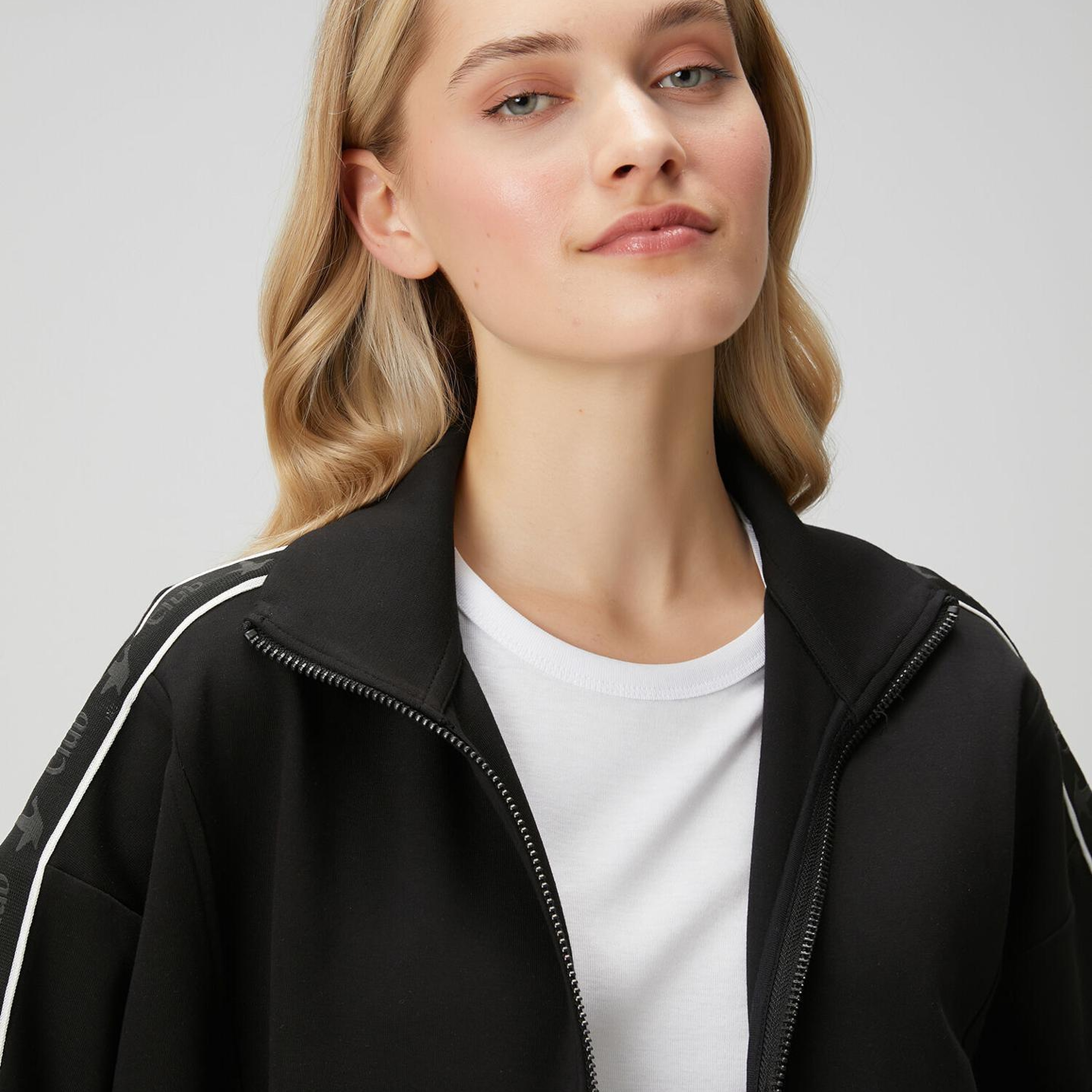 Beymen Club Kadın Siyah Logo Bantlı Fermuarlı Sweatshirt