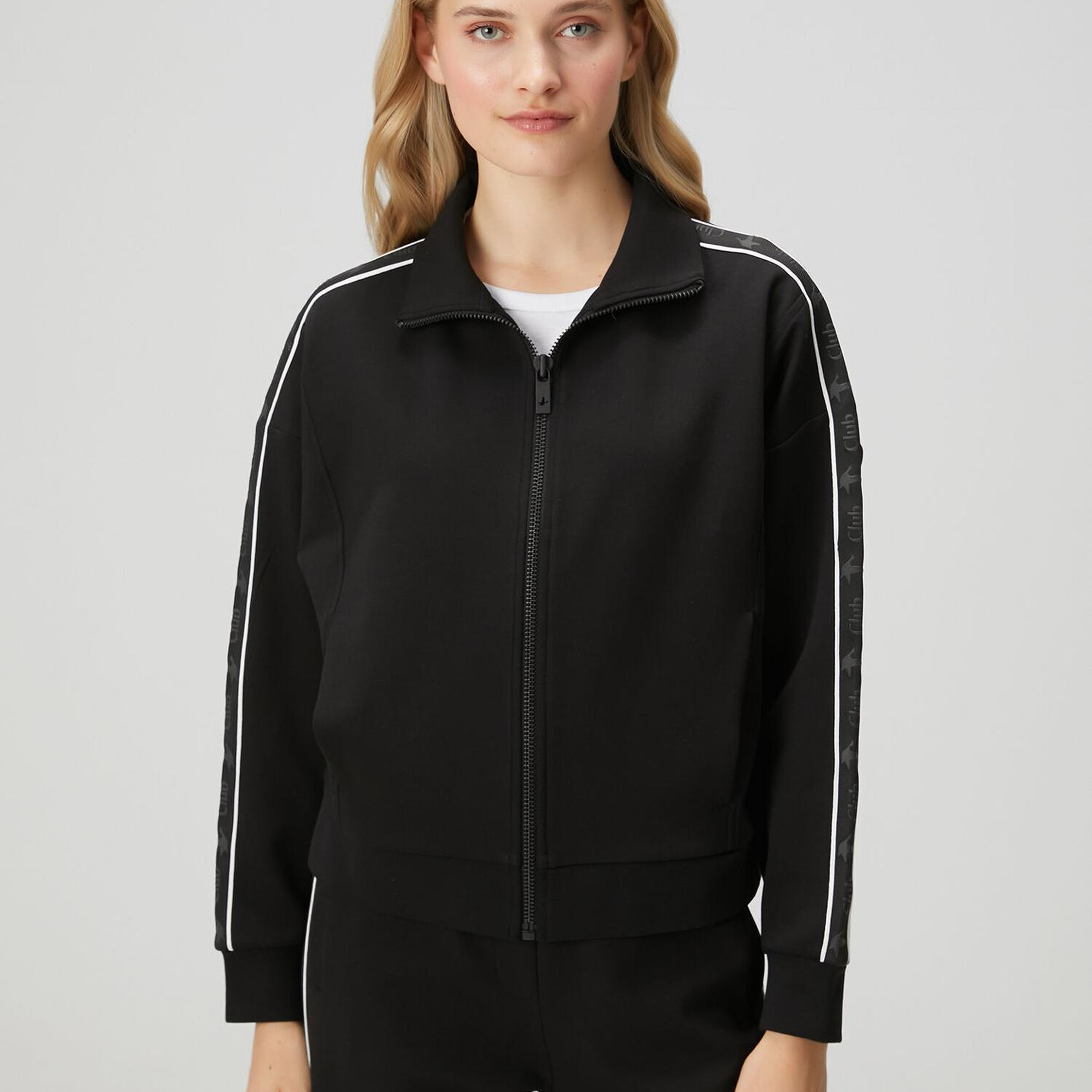 Beymen Club Kadın Siyah Logo Bantlı Fermuarlı Sweatshirt