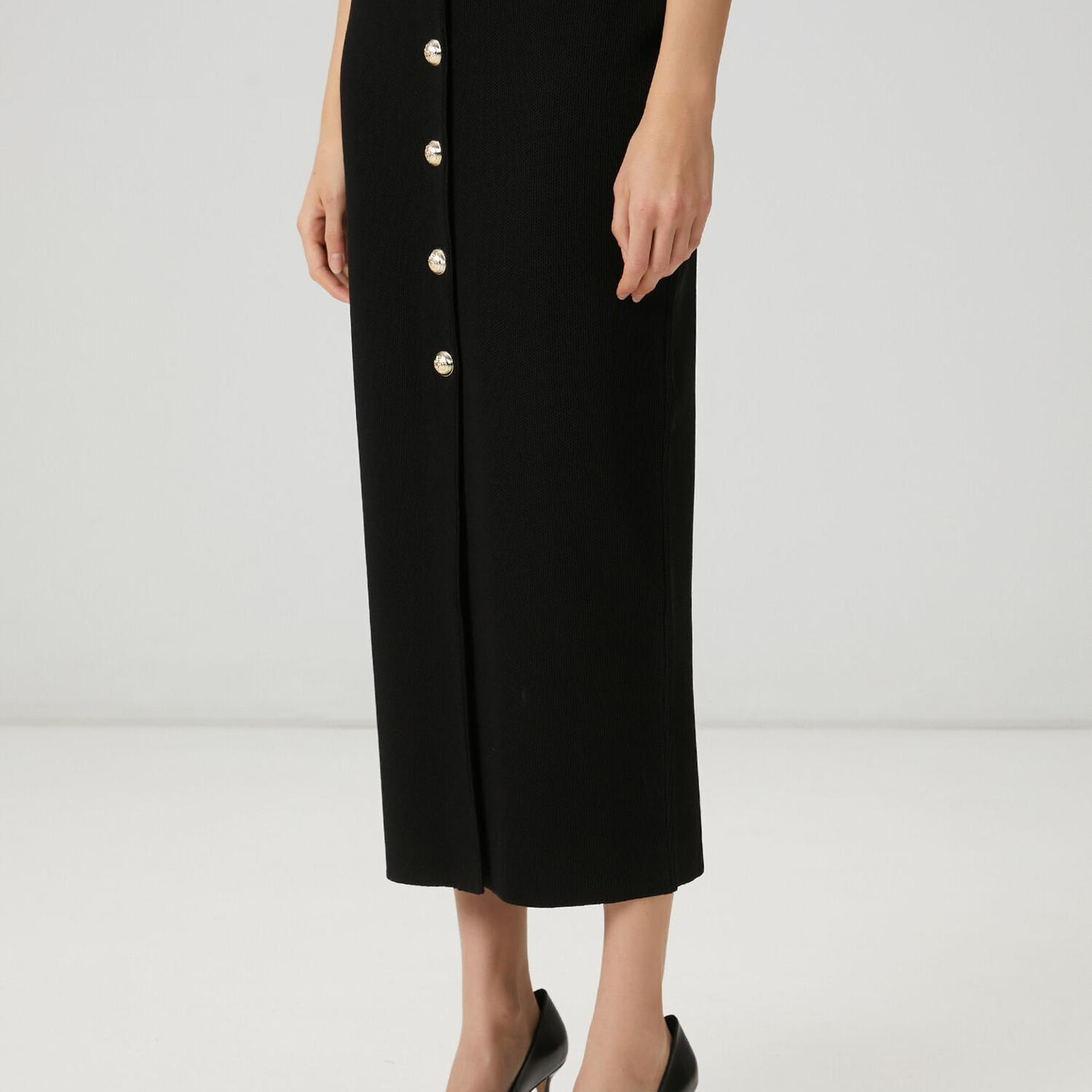 Beymen Club Kadın Siyah Midi Kalem Triko Etek