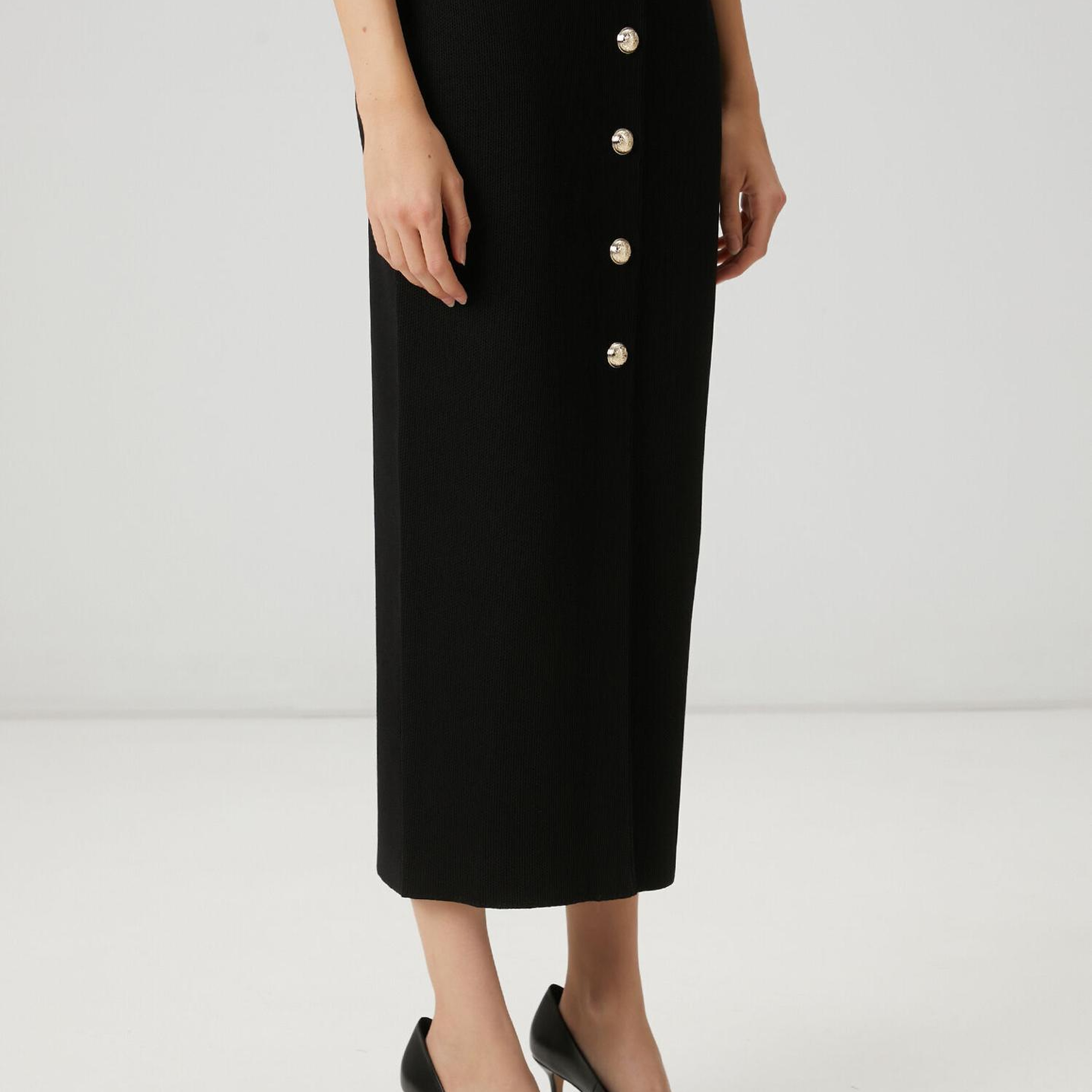Beymen Club Kadın Siyah Midi Kalem Triko Etek