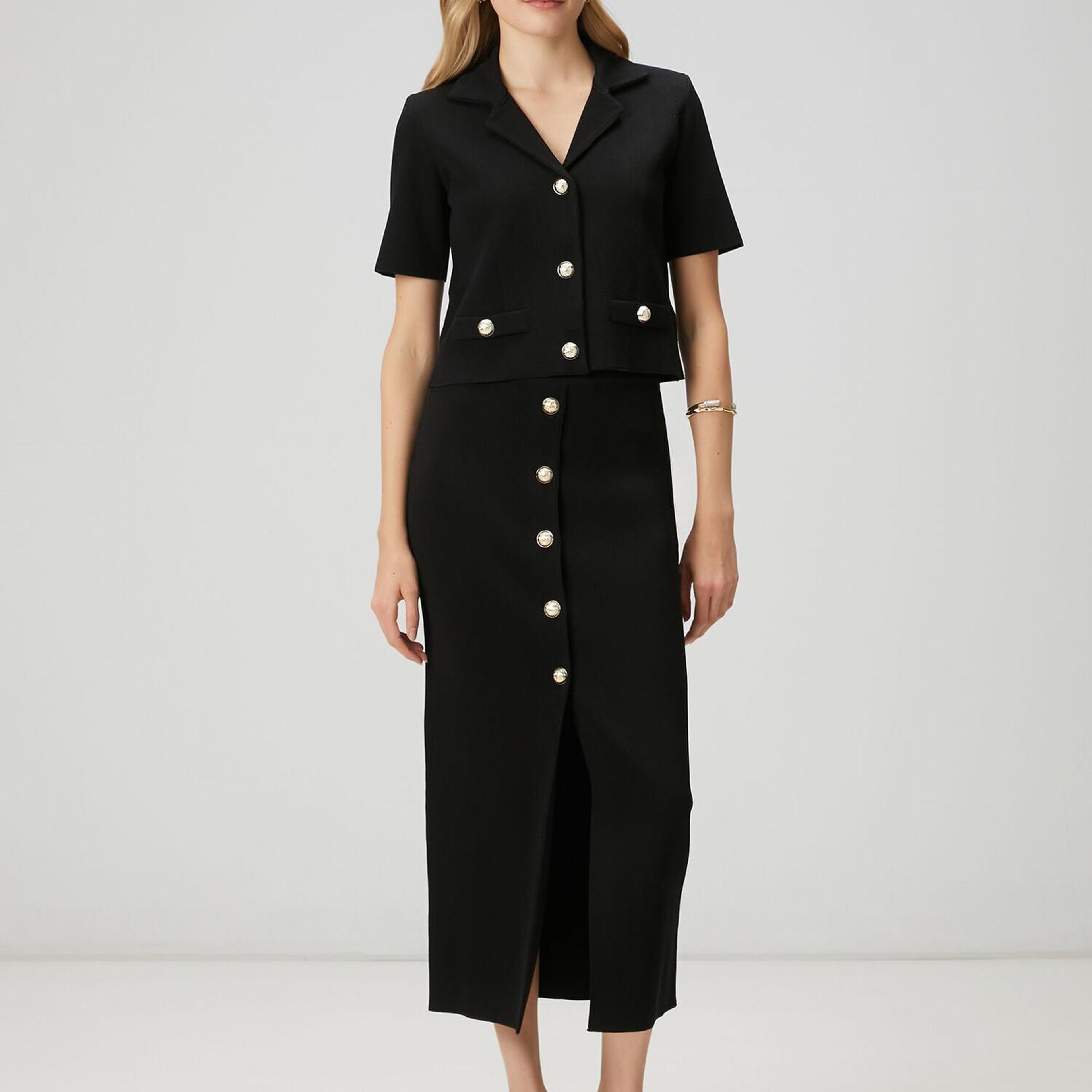 Beymen Club Kadın Siyah Midi Kalem Triko Etek