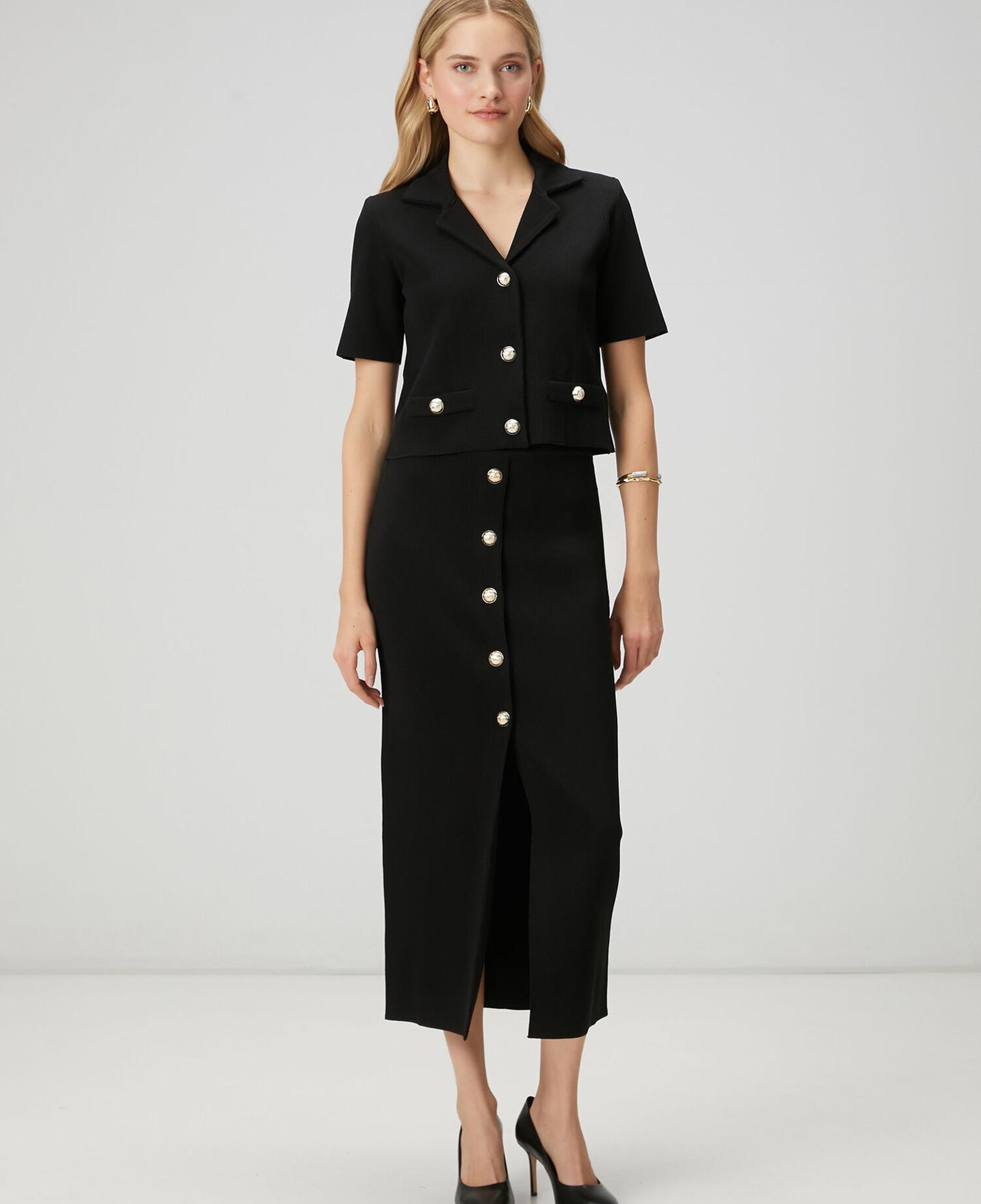 Beymen Club Kadın Siyah Midi Kalem Triko Etek