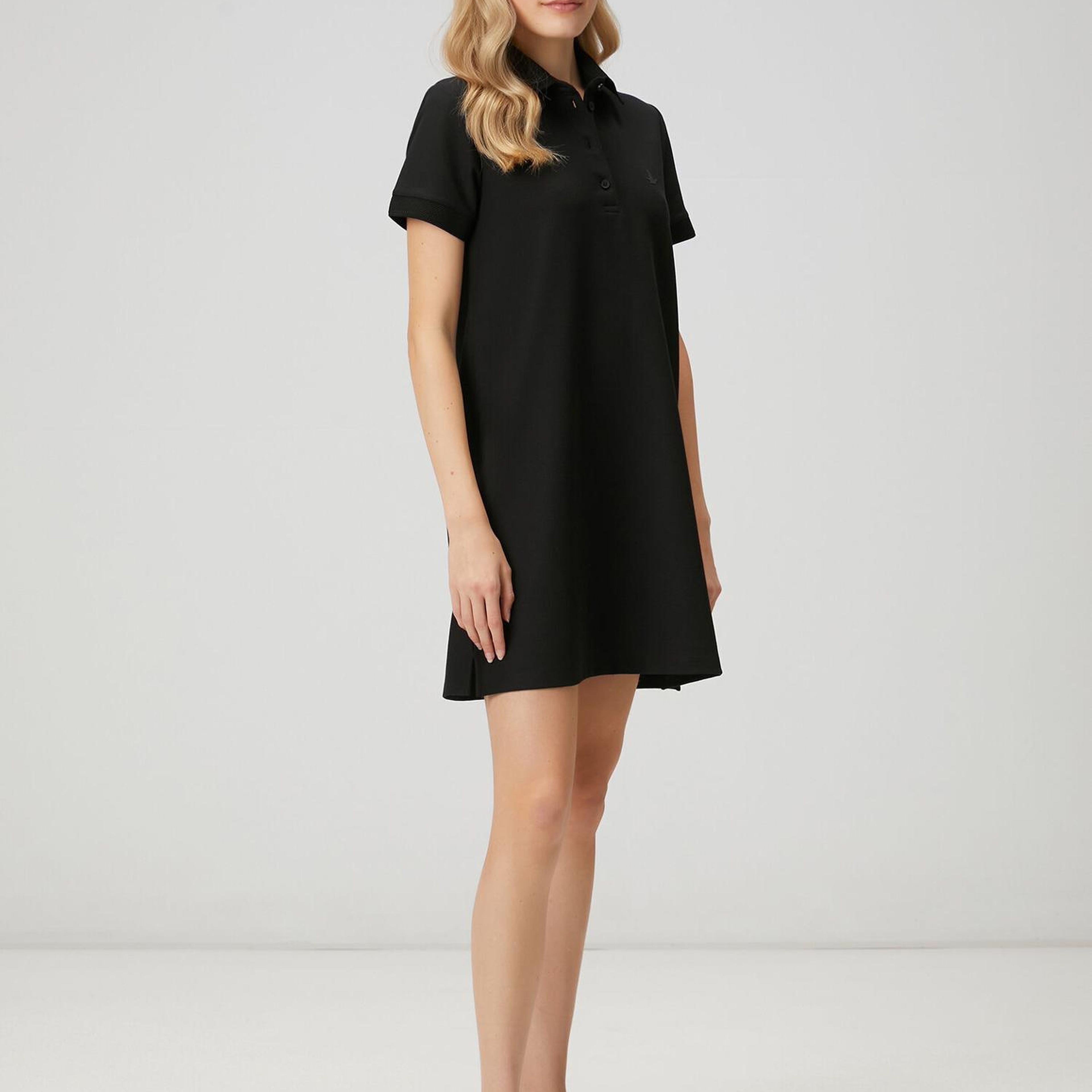 Beymen Club Kadın Siyah Petek Dokulu Mini Polo Elbise
