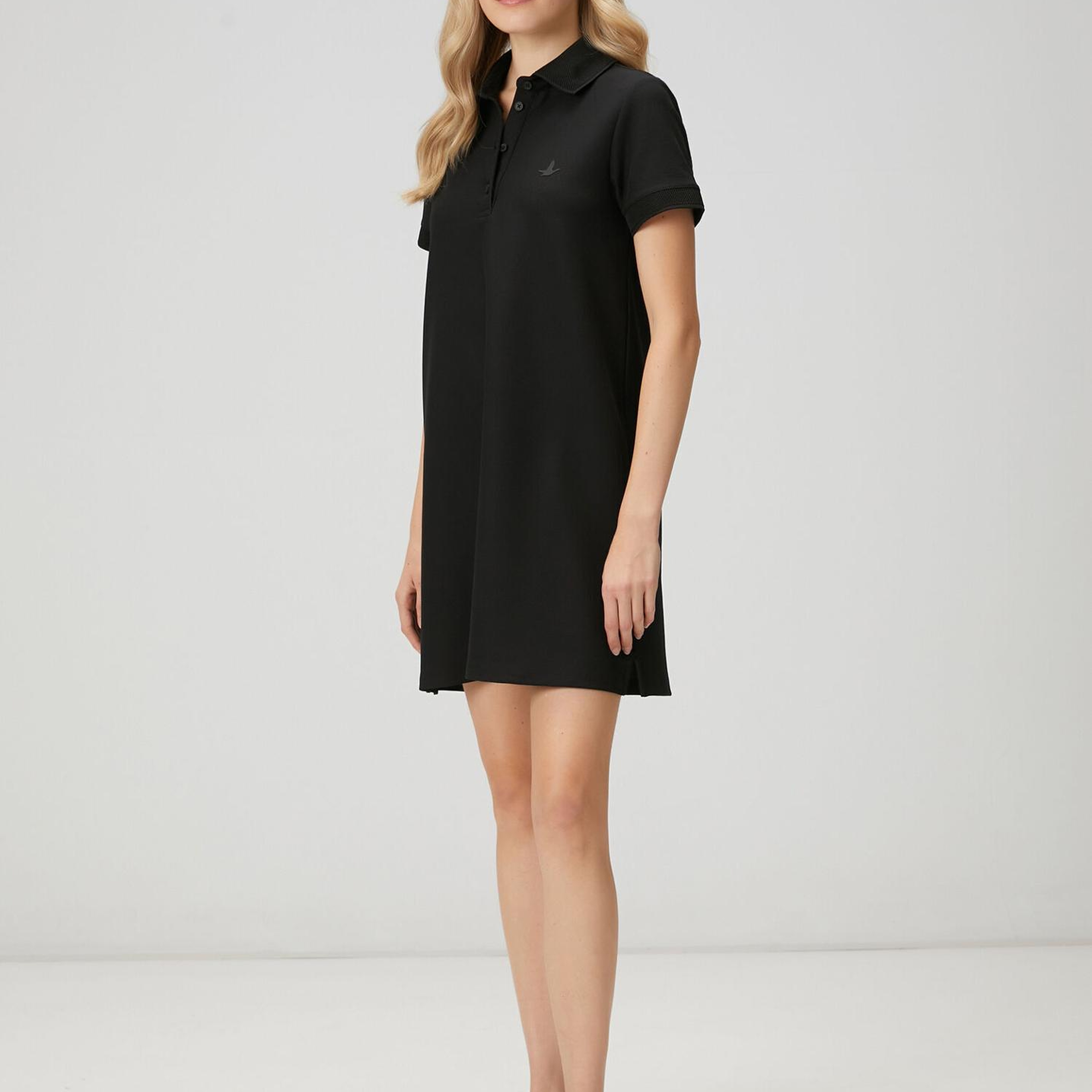 Beymen Club Kadın Siyah Petek Dokulu Mini Polo Elbise