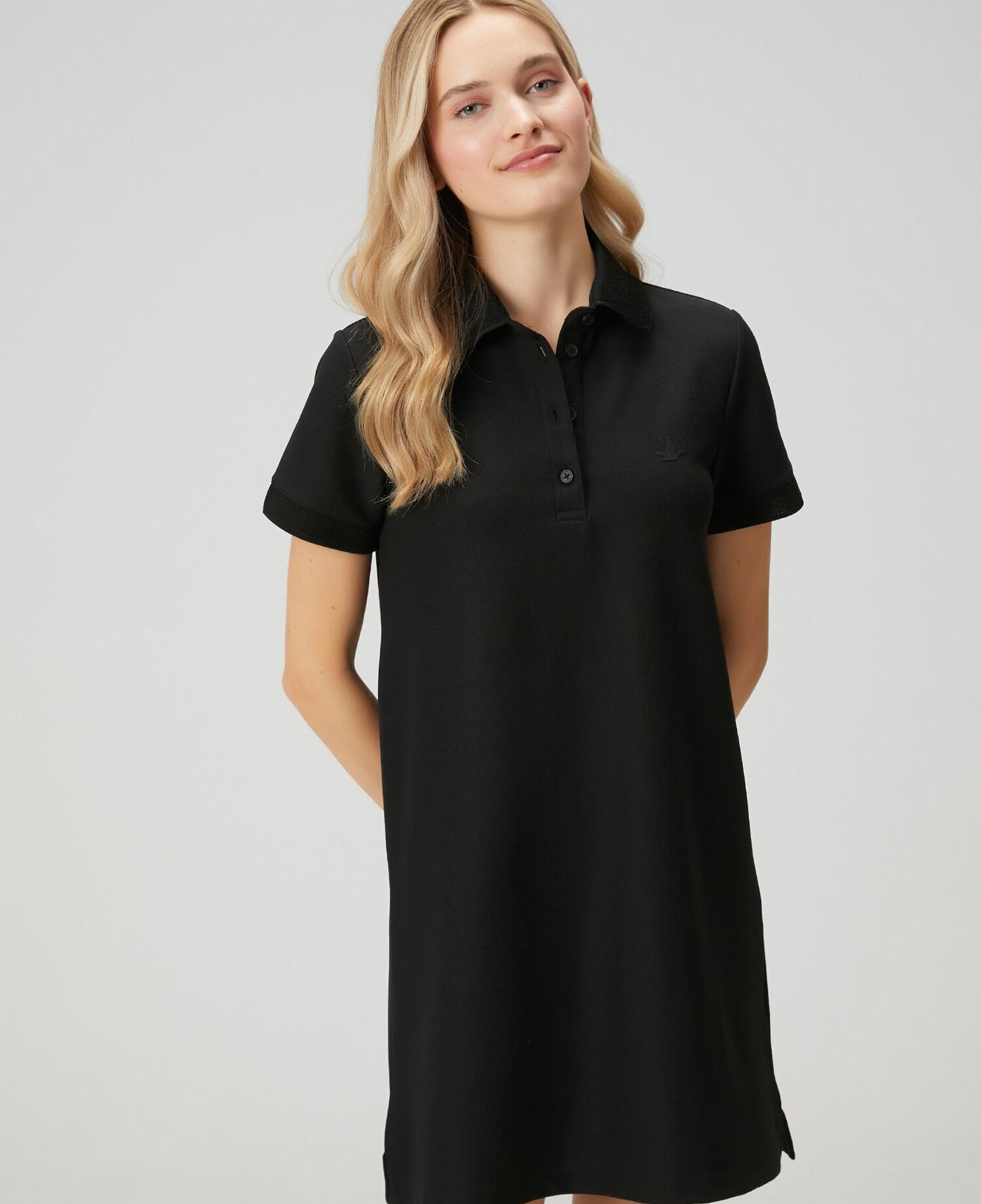 Beymen Club Kadın Siyah Petek Dokulu Mini Polo Elbise