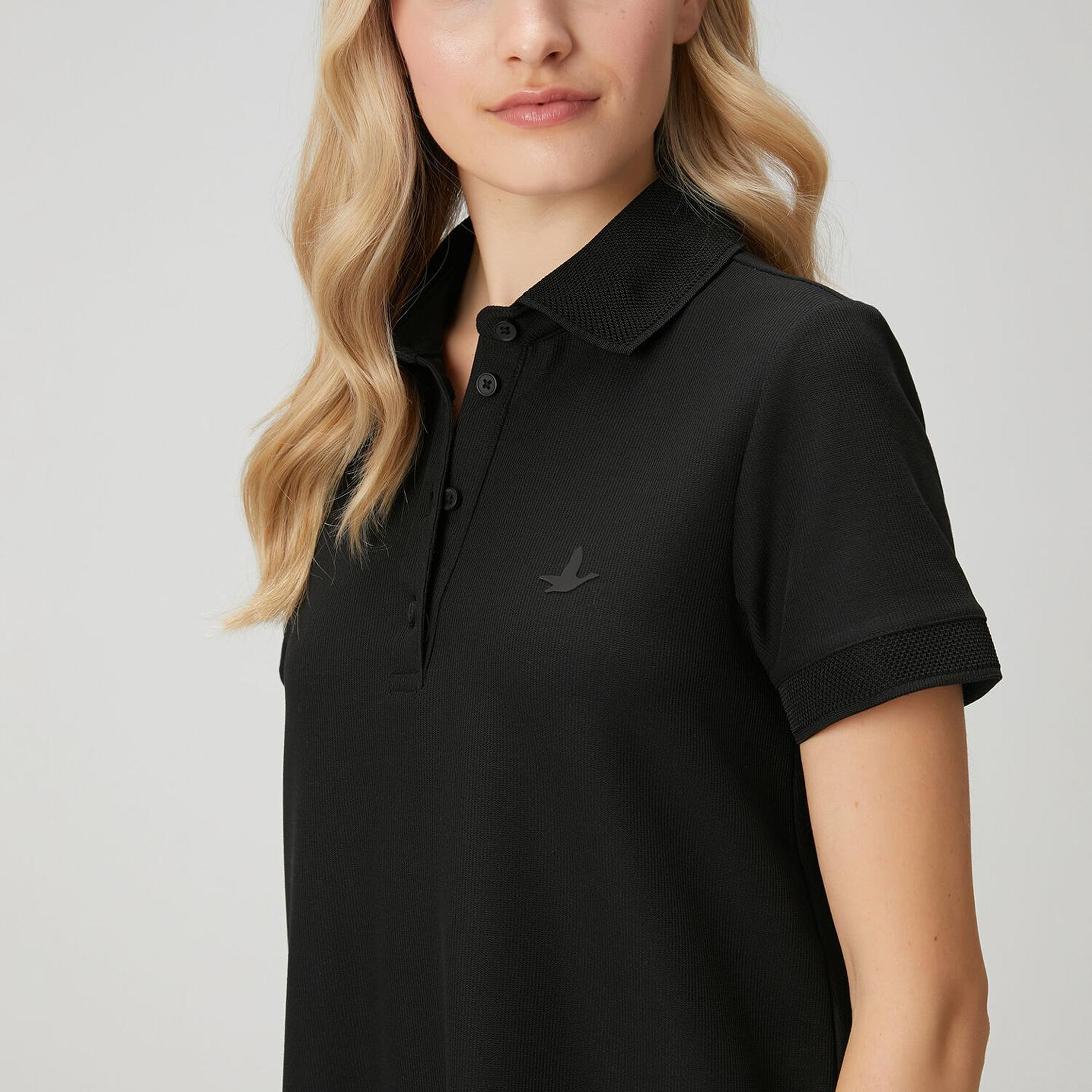 Beymen Club Kadın Siyah Petek Dokulu Mini Polo Elbise