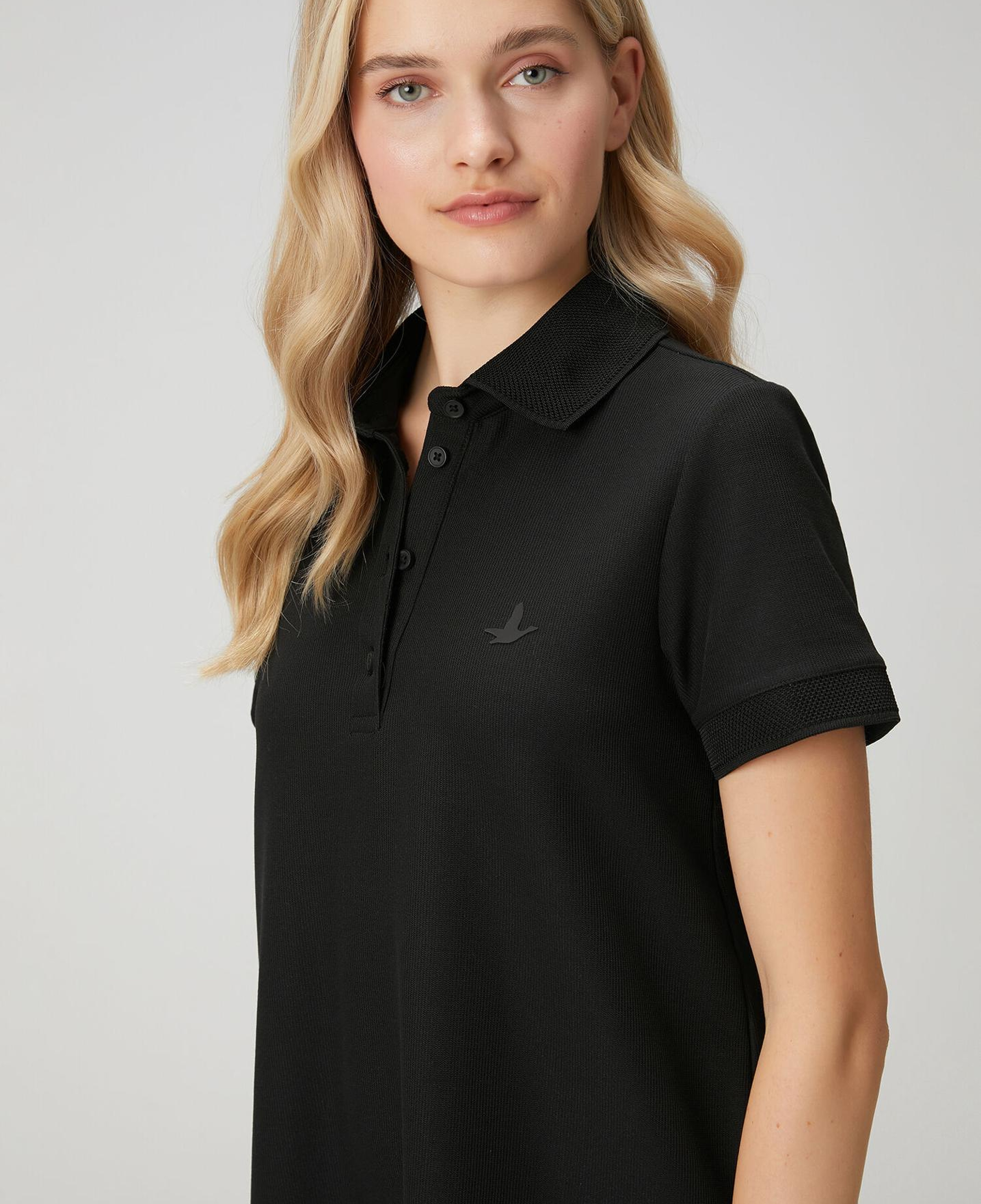 Beymen Club Kadın Siyah Petek Dokulu Mini Polo Elbise