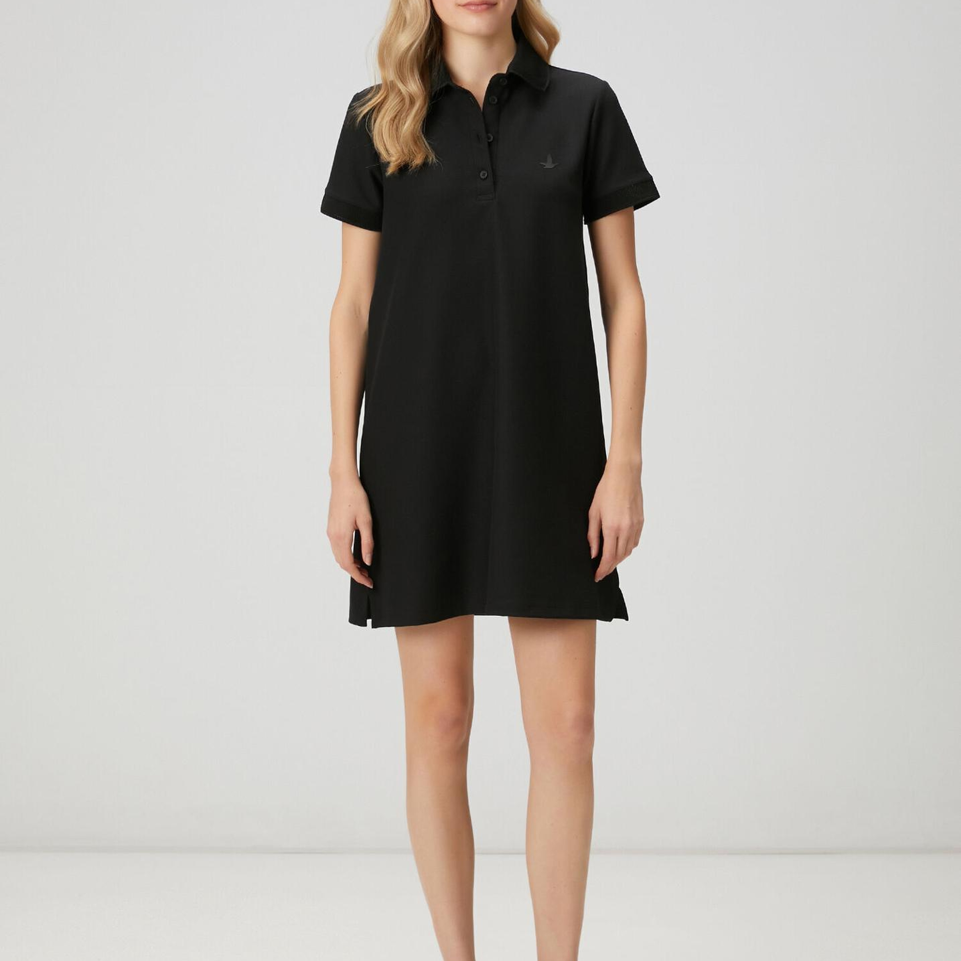 Beymen Club Kadın Siyah Petek Dokulu Mini Polo Elbise