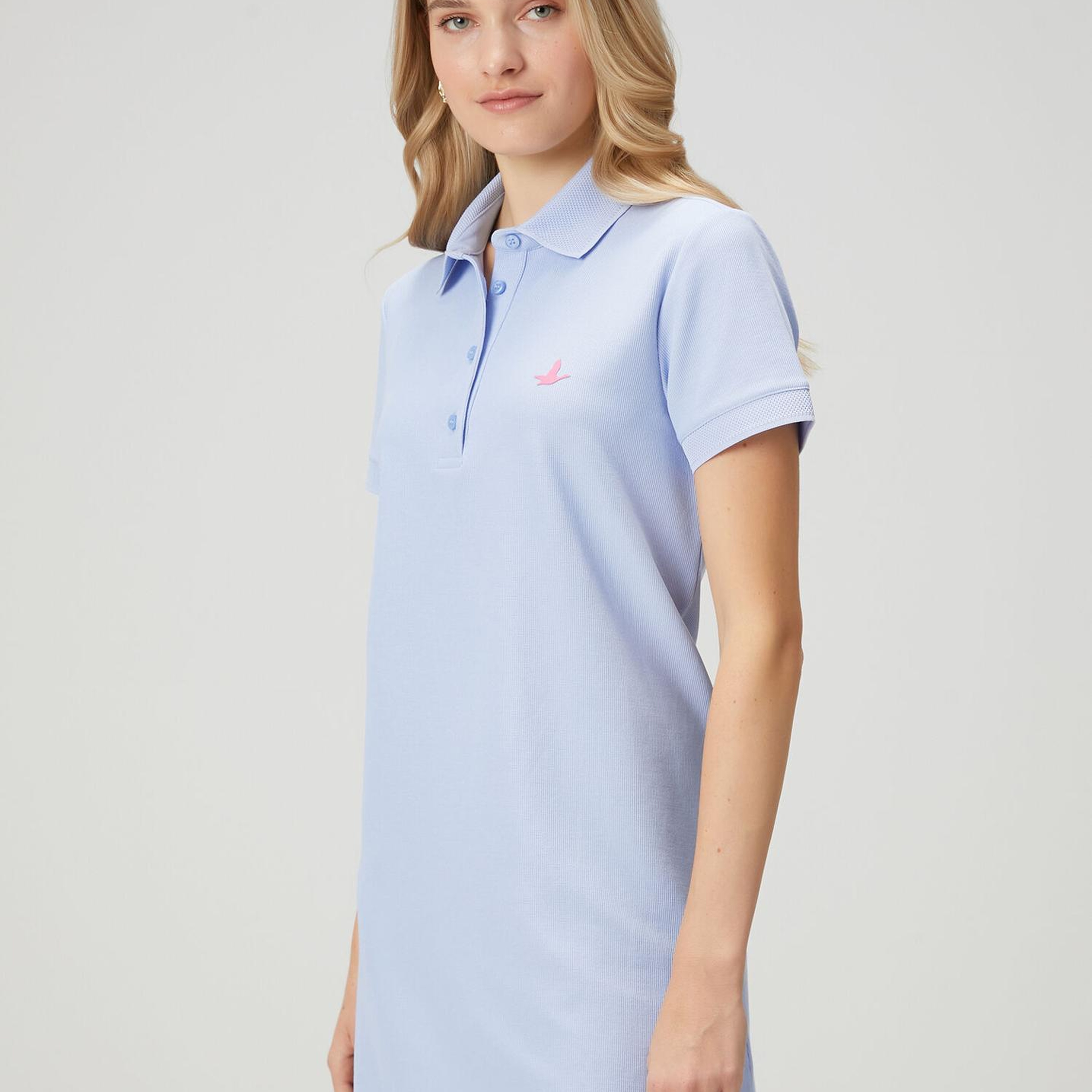 Beymen Club Kadın Açık Mavi Petek Dokulu Mini Polo Elbise