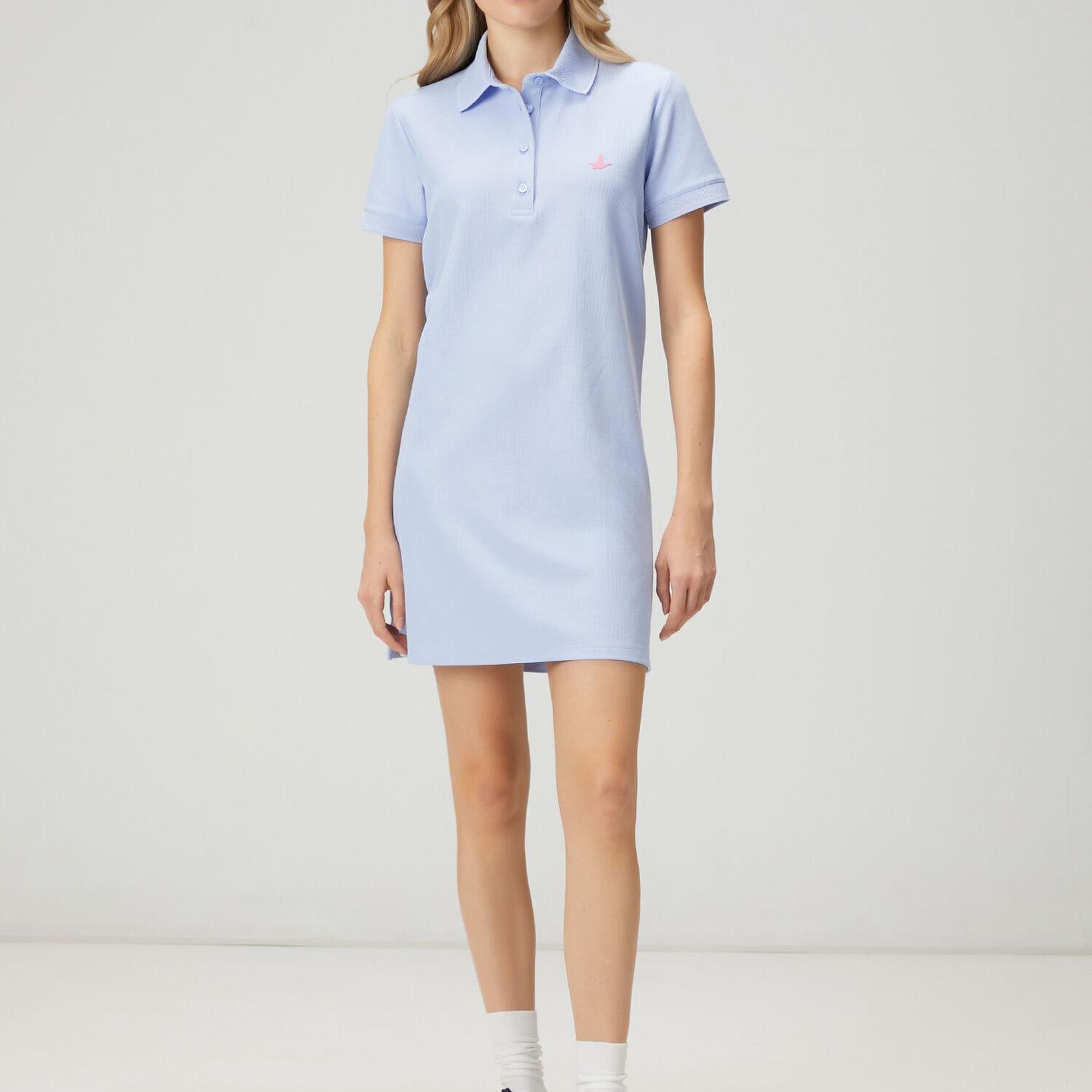 Beymen Club Kadın Açık Mavi Petek Dokulu Mini Polo Elbise