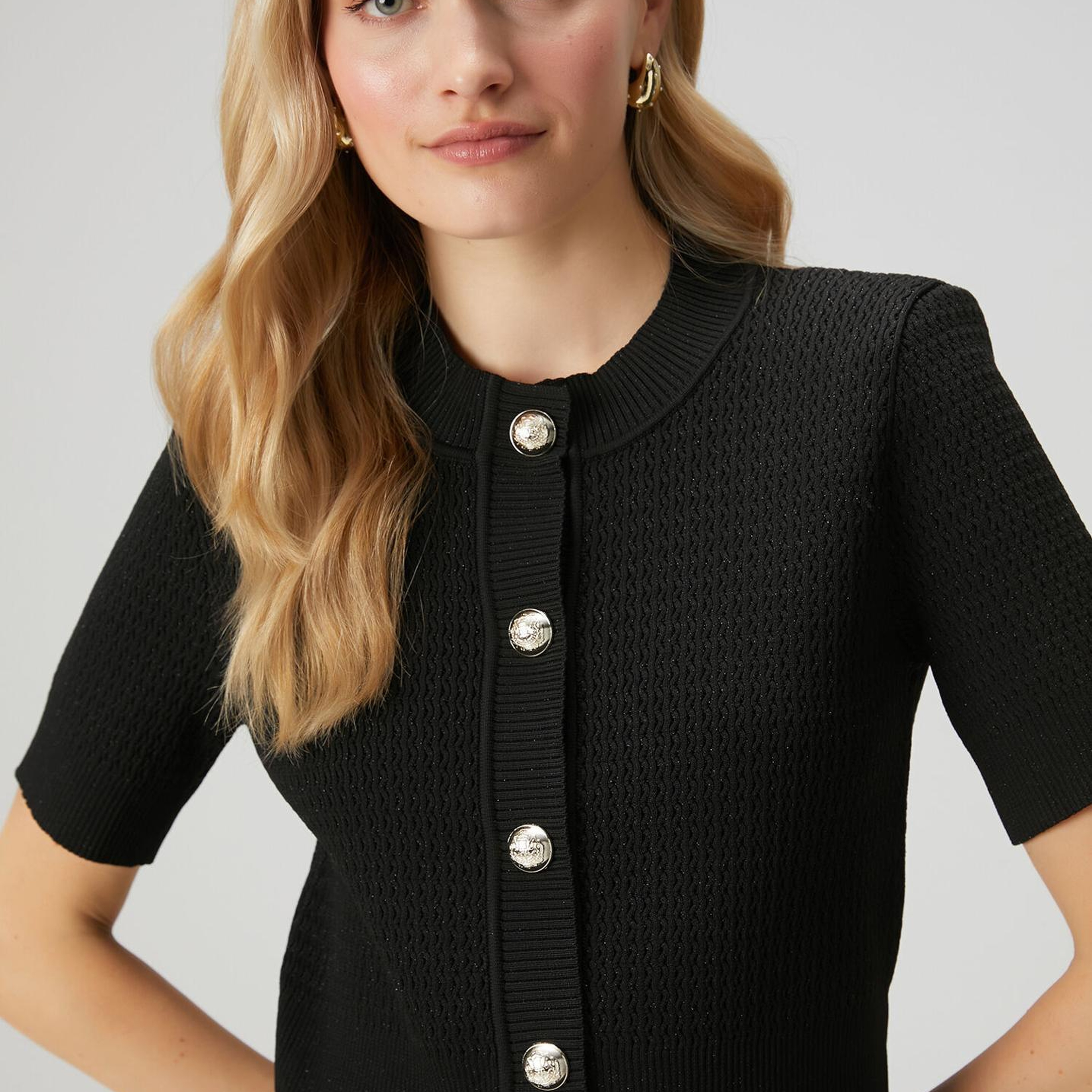 Beymen Club Kadın Siyah Simli Dokulu Triko Ceket