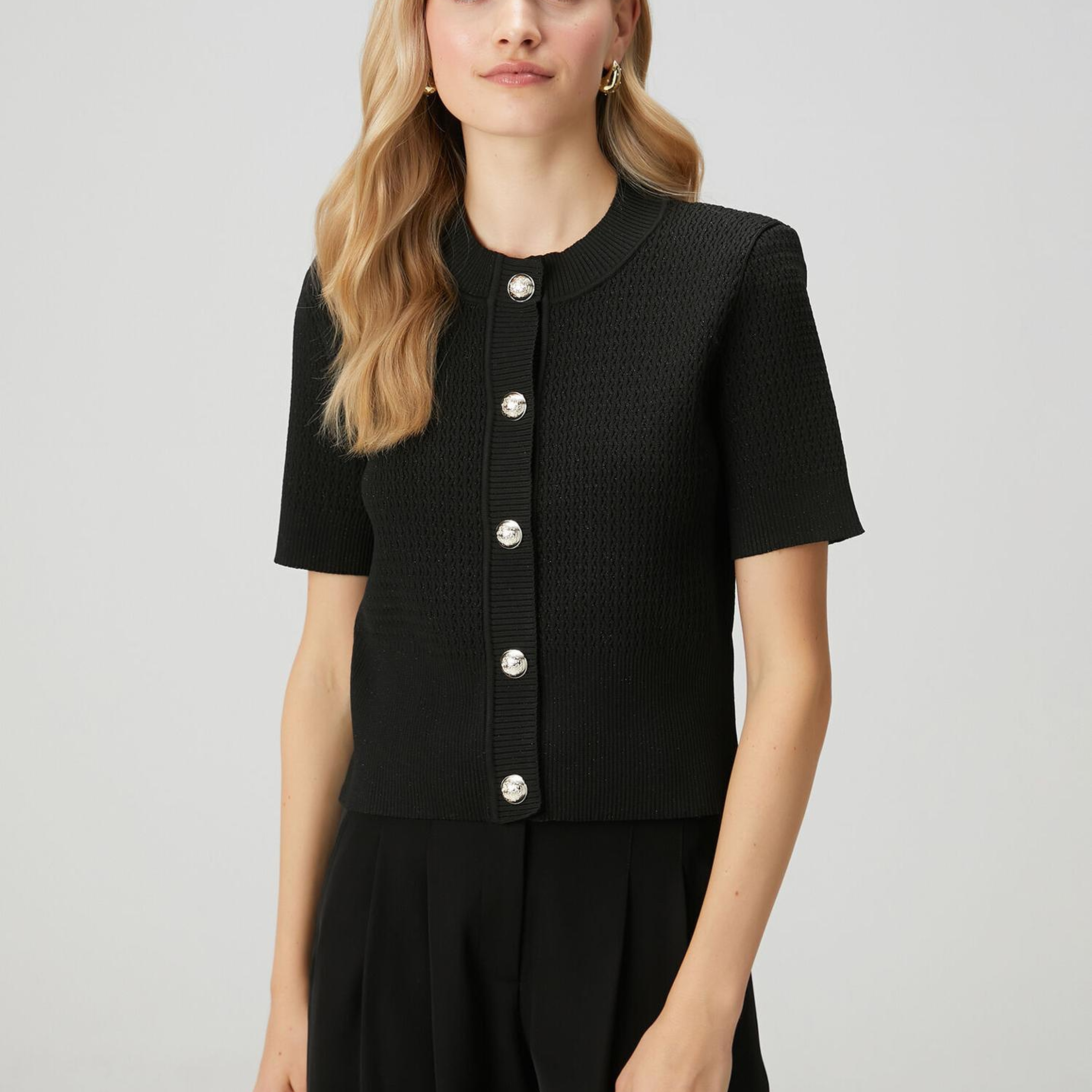 Beymen Club Kadın Siyah Simli Dokulu Triko Ceket