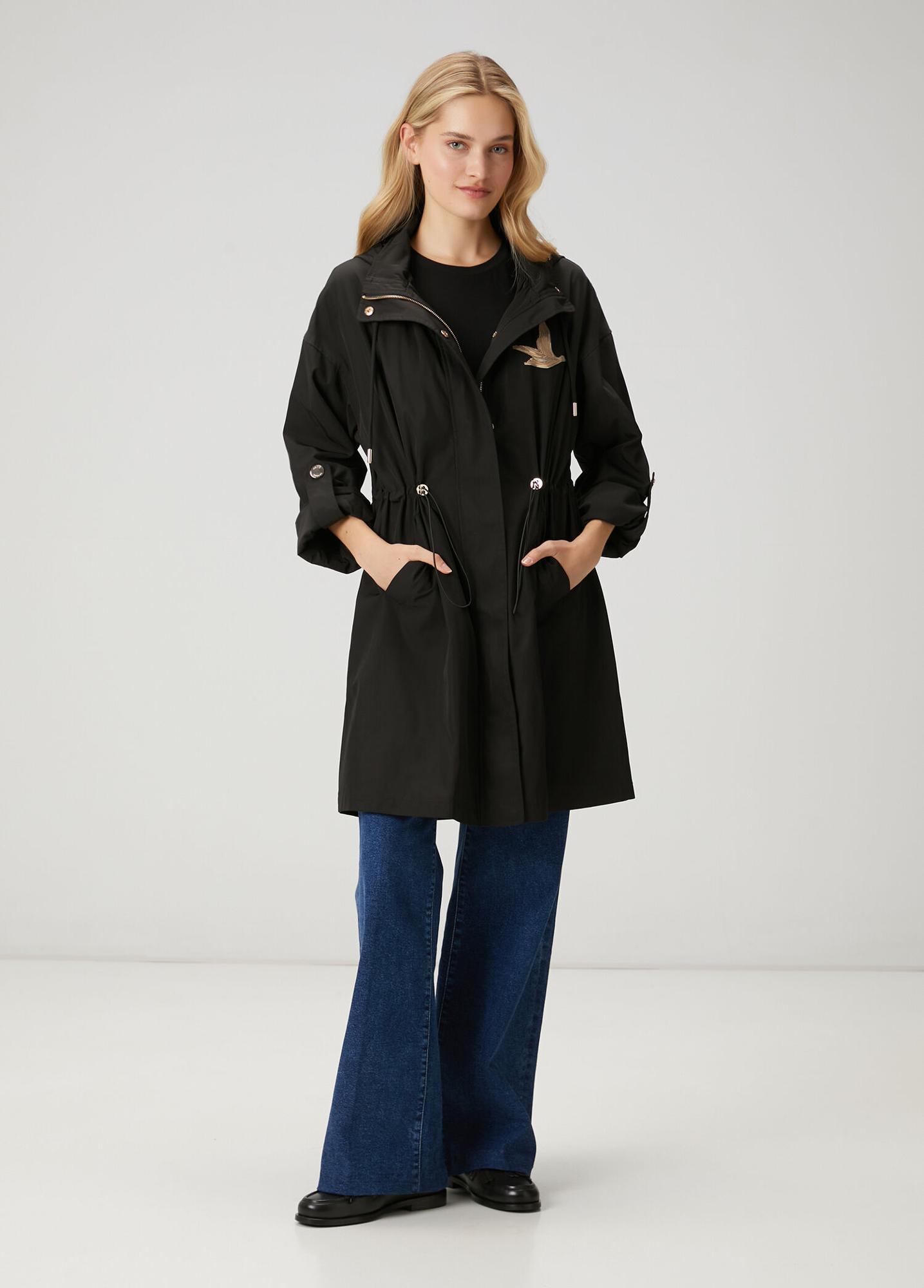 Beymen Club Kadın Siyah Taş Logolu Midi Pardösü