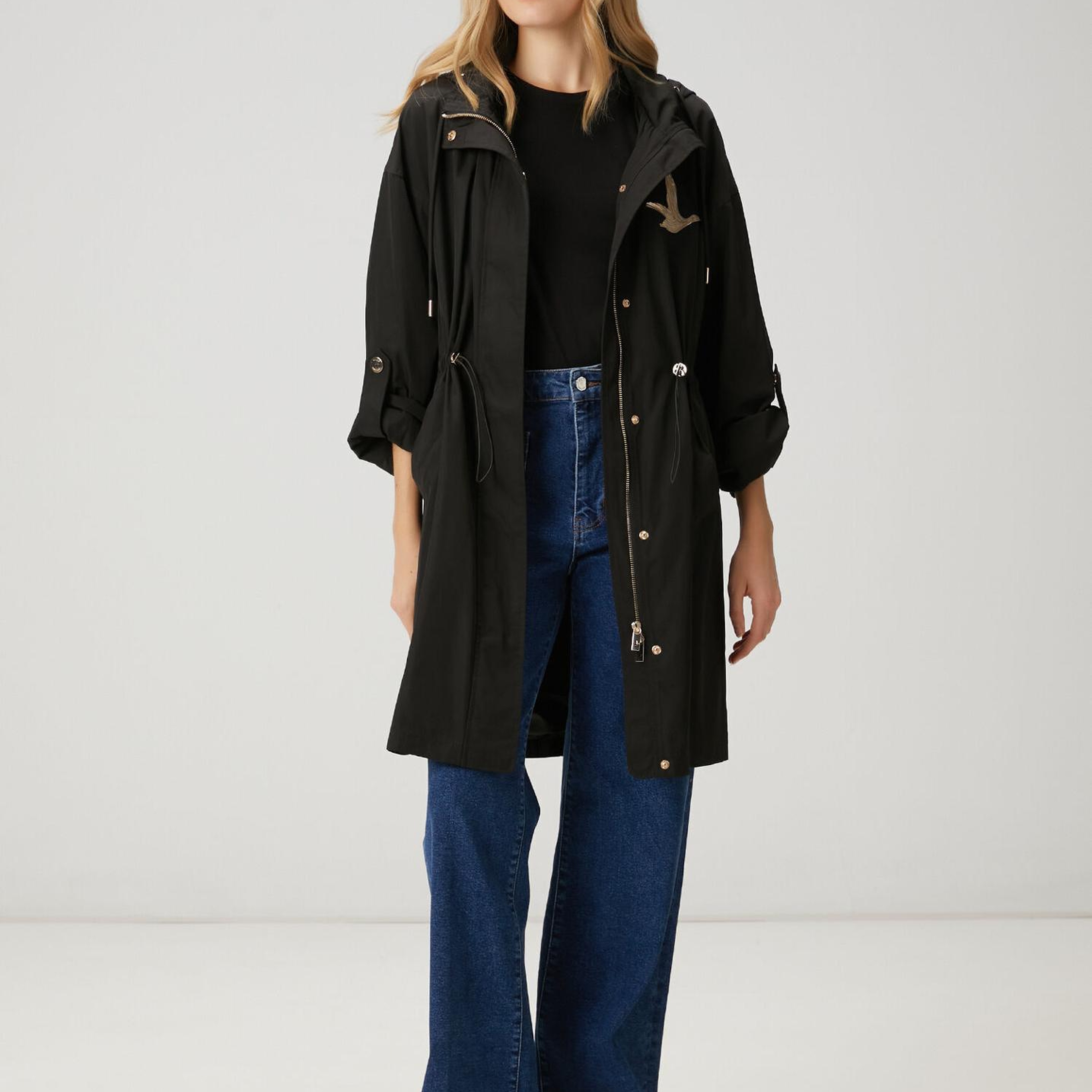 Beymen Club Kadın Siyah Taş Logolu Midi Pardösü