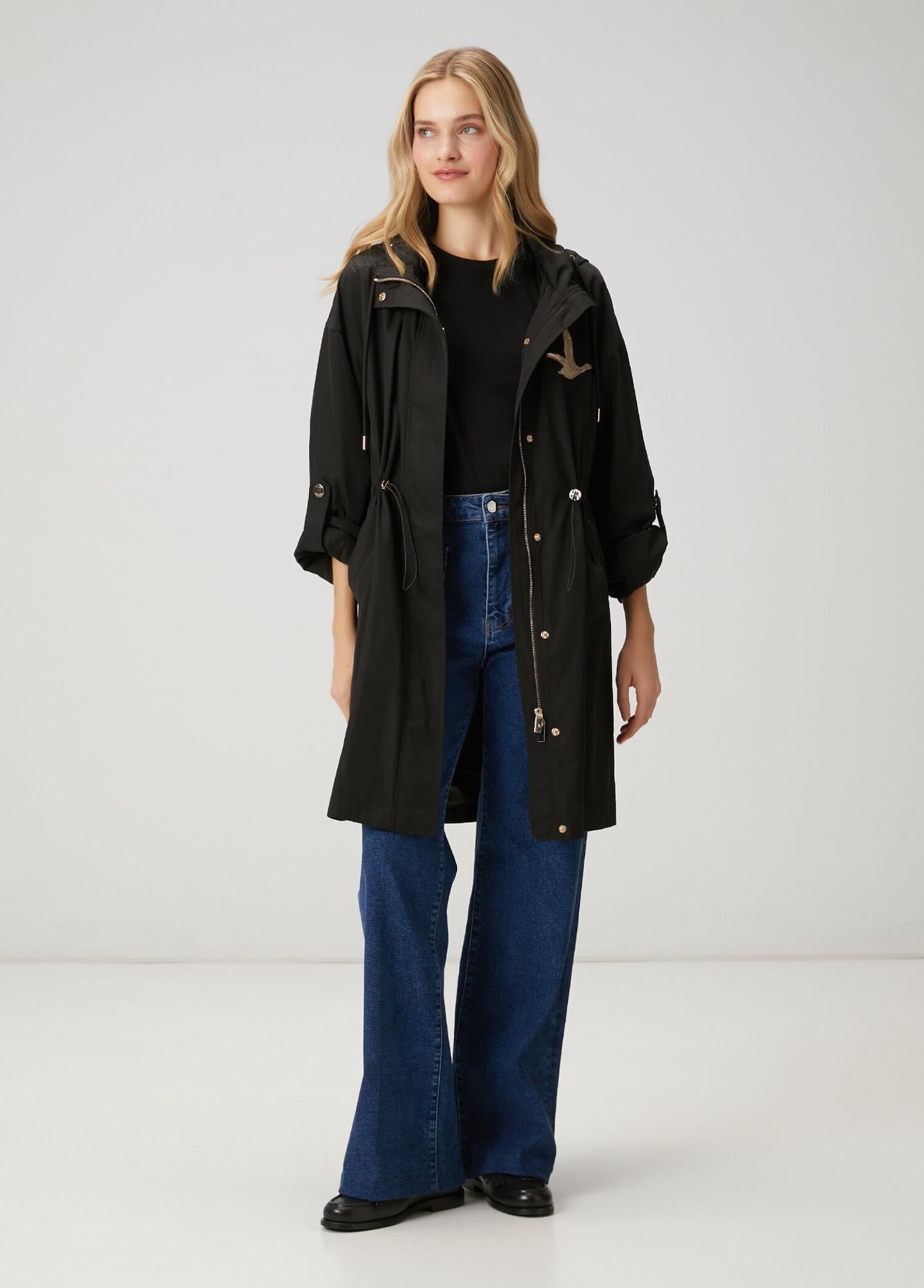 Beymen Club Kadın Siyah Taş Logolu Midi Pardösü