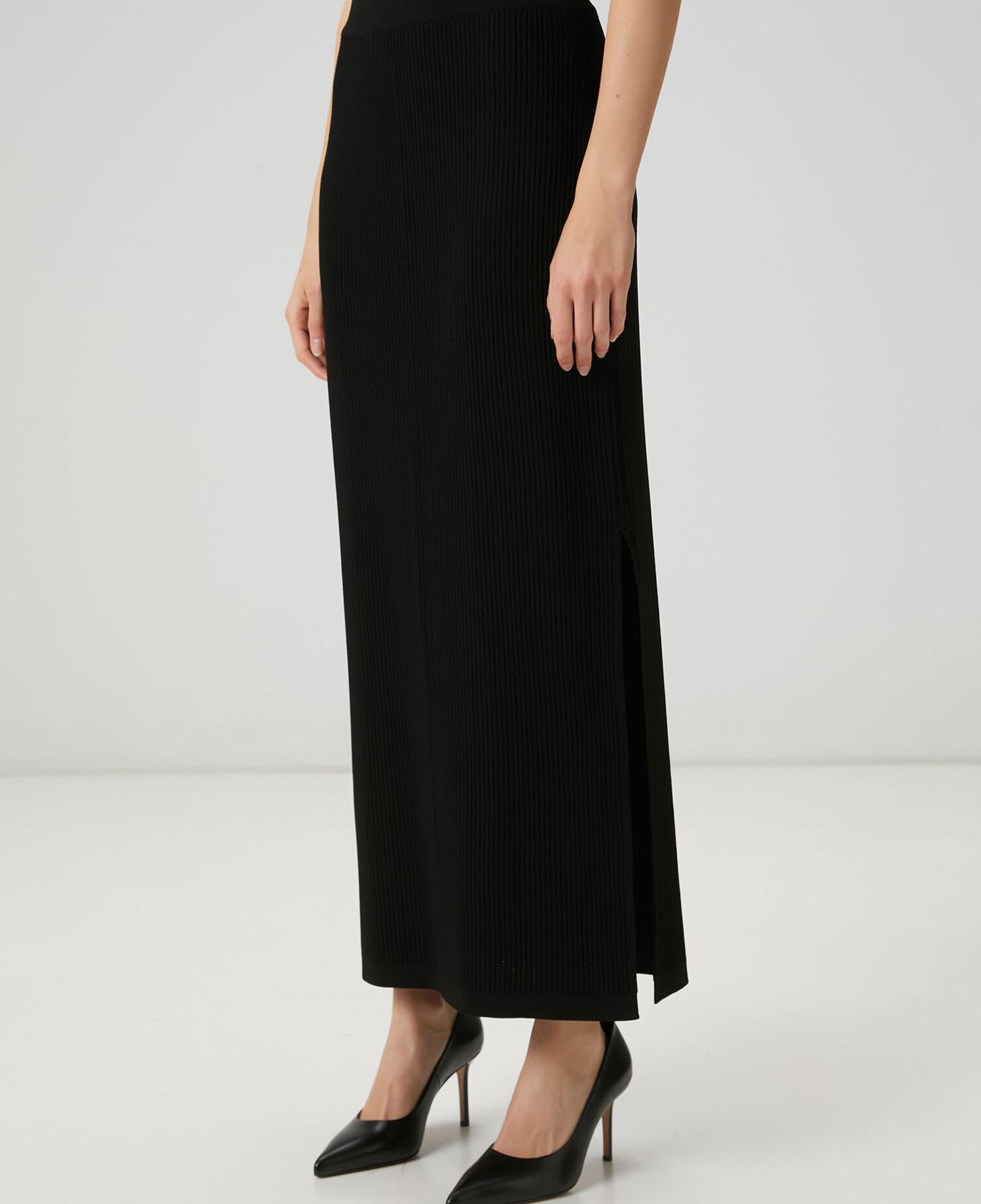 Beymen Club Kadın Siyah Fitilli Örgü Maksi Triko Etek