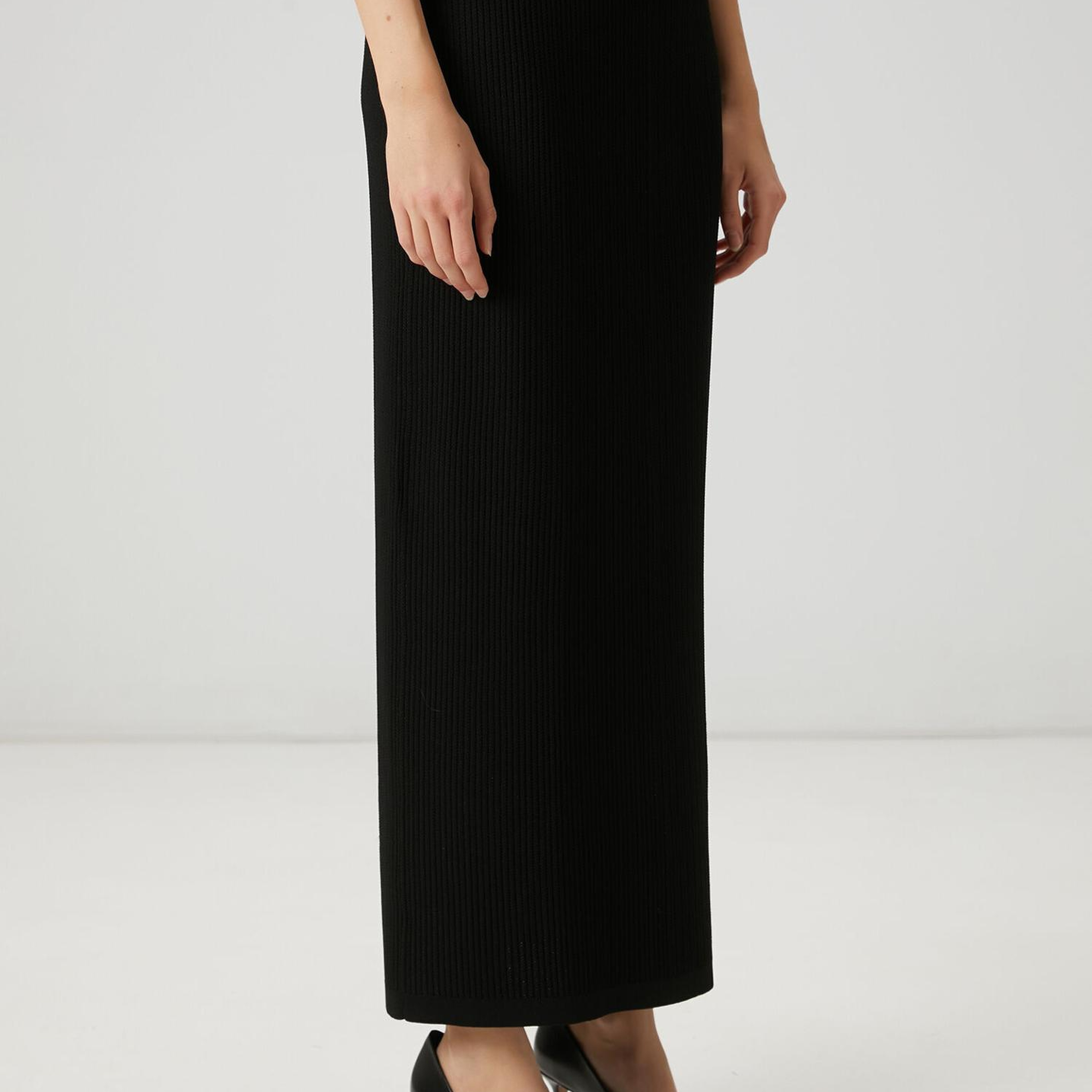 Beymen Club Kadın Siyah Fitilli Örgü Maksi Triko Etek