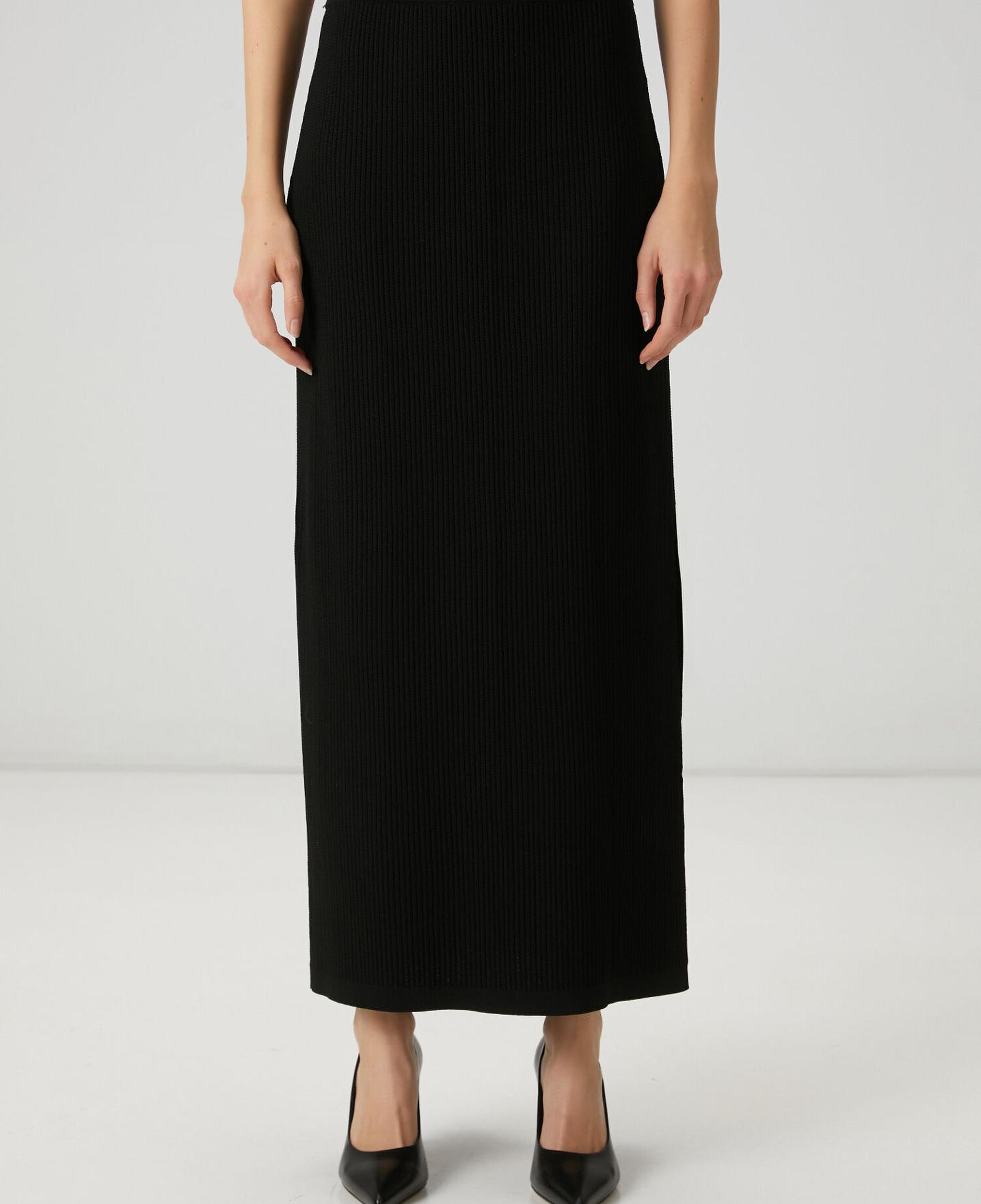 Beymen Club Kadın Siyah Fitilli Örgü Maksi Triko Etek