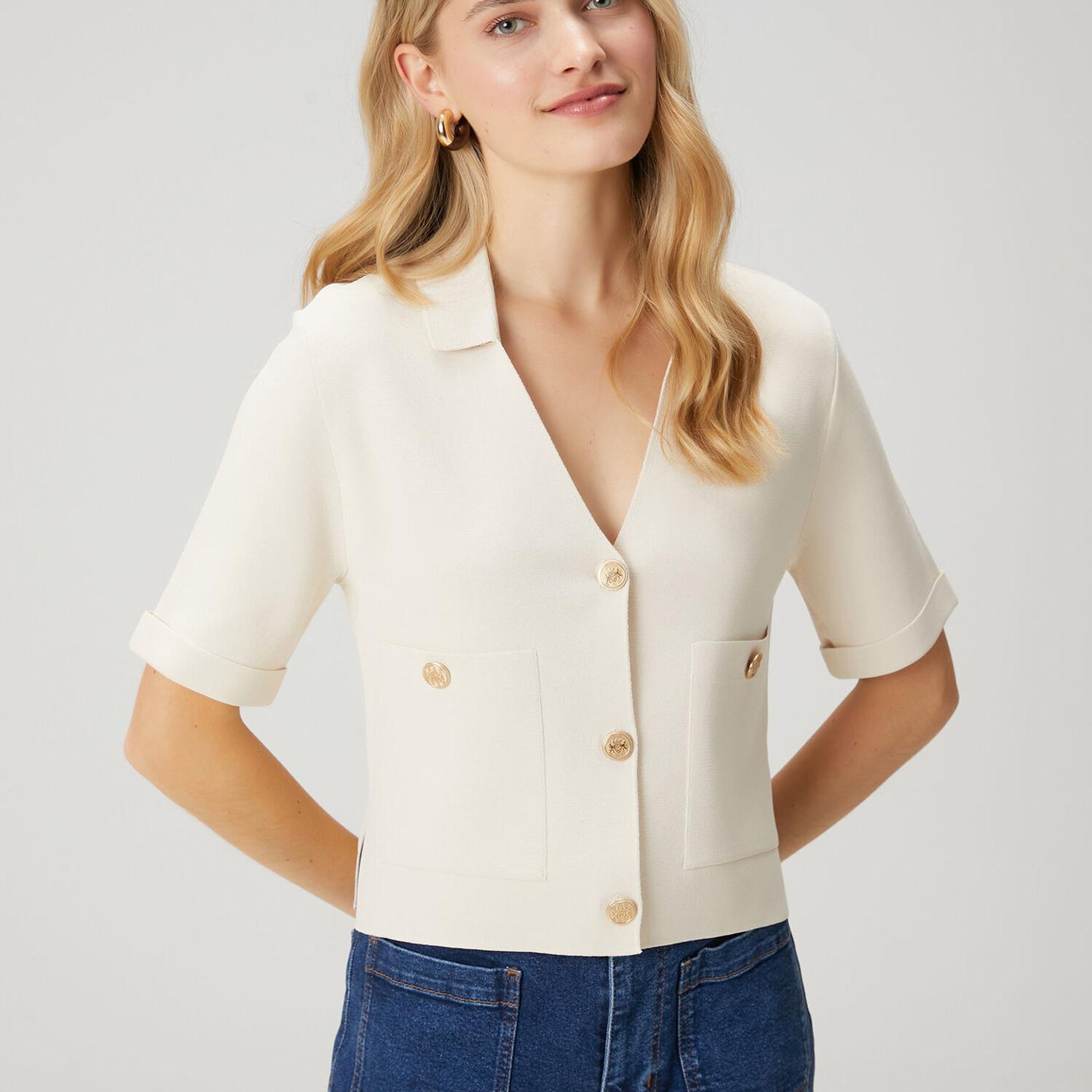 Beymen Club Kadın Ekru Çift Cepli Triko Ceket