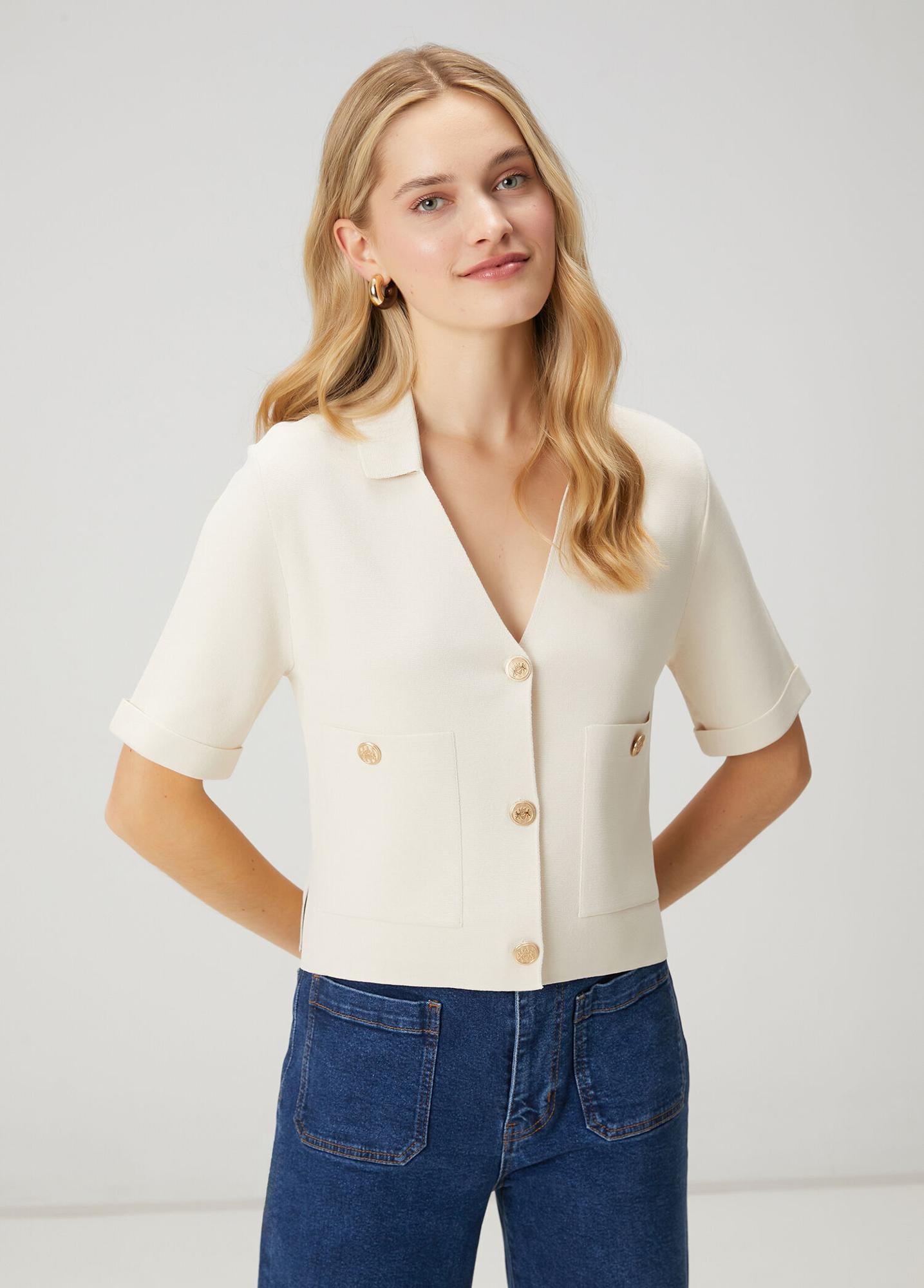 Beymen Club Kadın Ekru Çift Cepli Triko Ceket