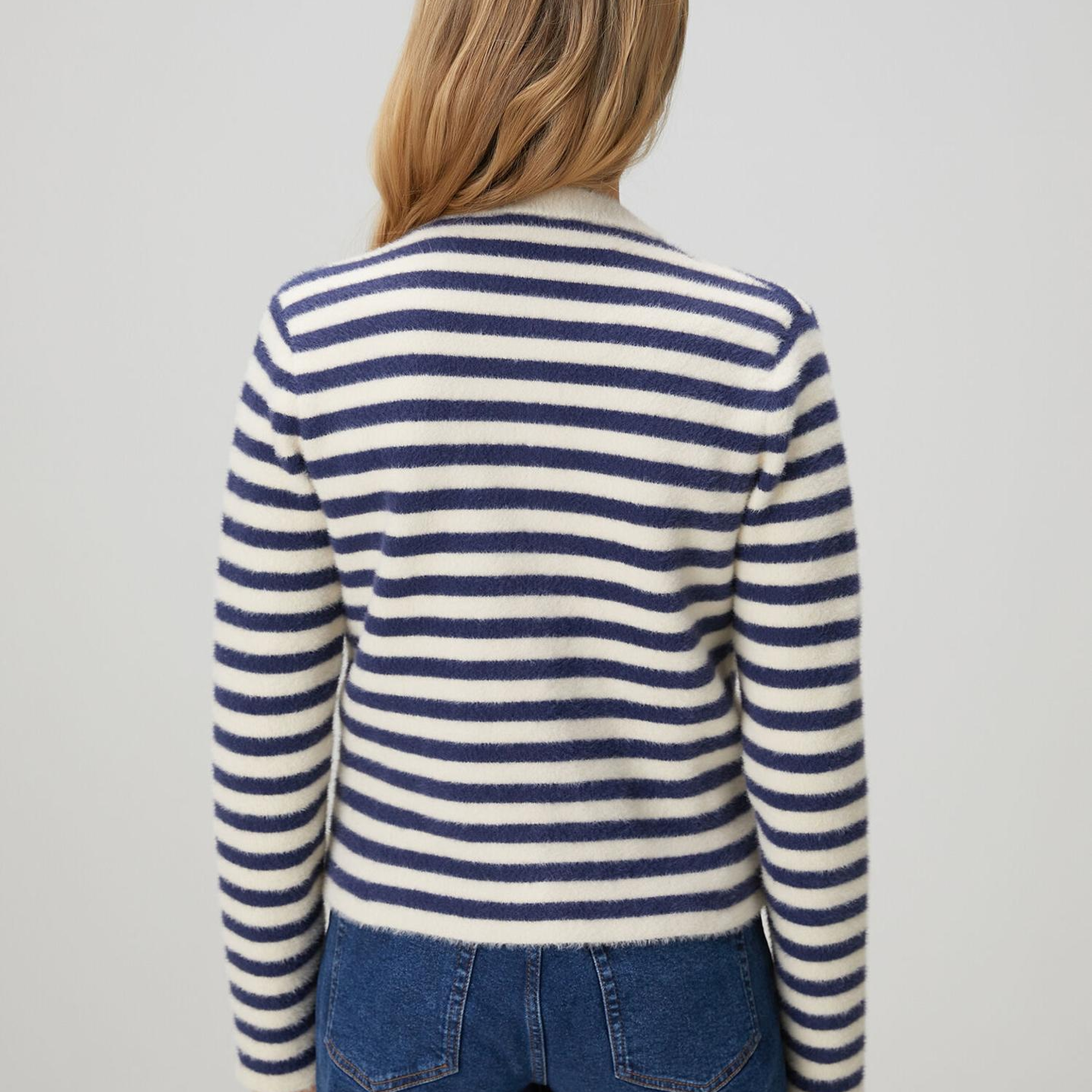 Beymen Club Kadın Lacivert Beyaz Çizgili Hırka