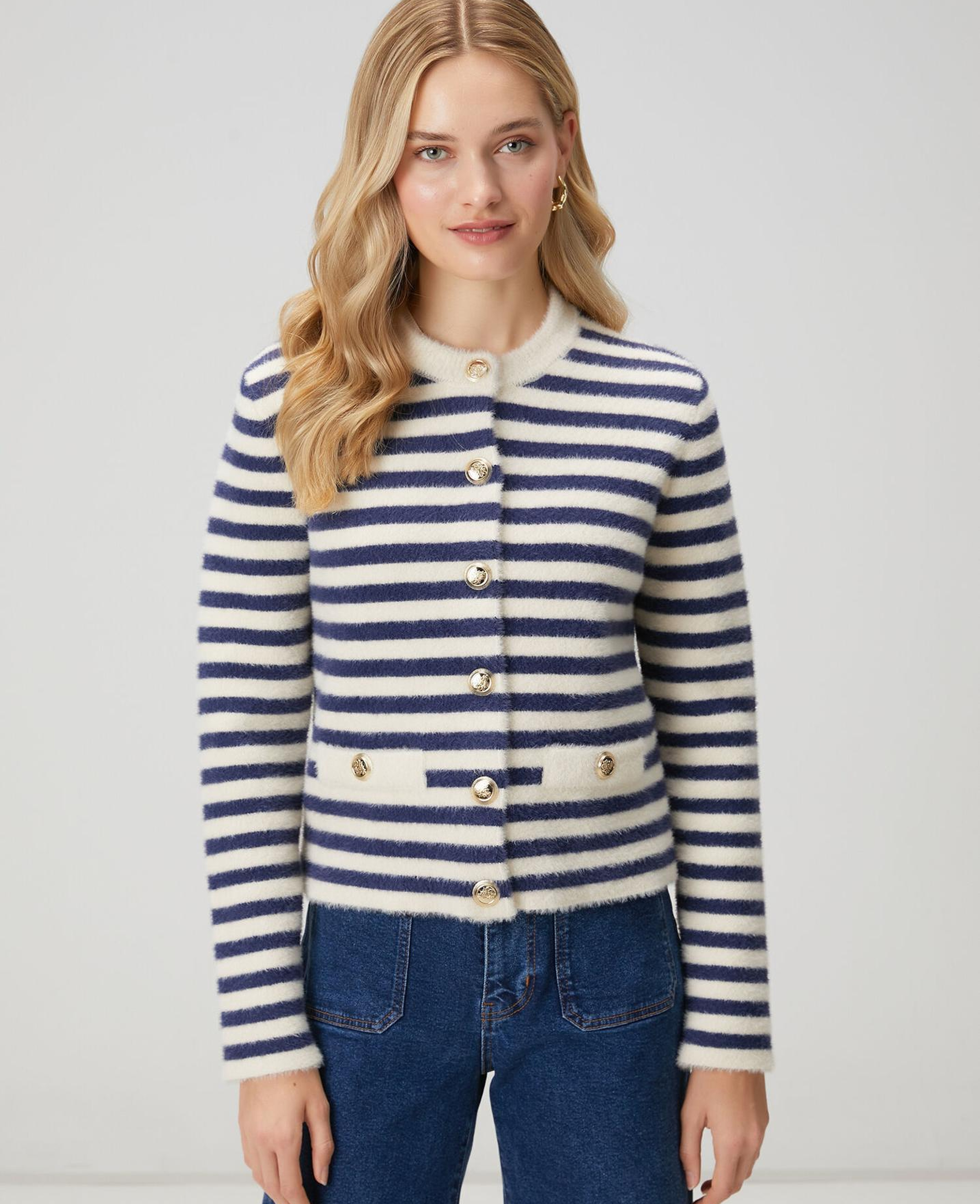 Beymen Club Kadın Lacivert Beyaz Çizgili Hırka