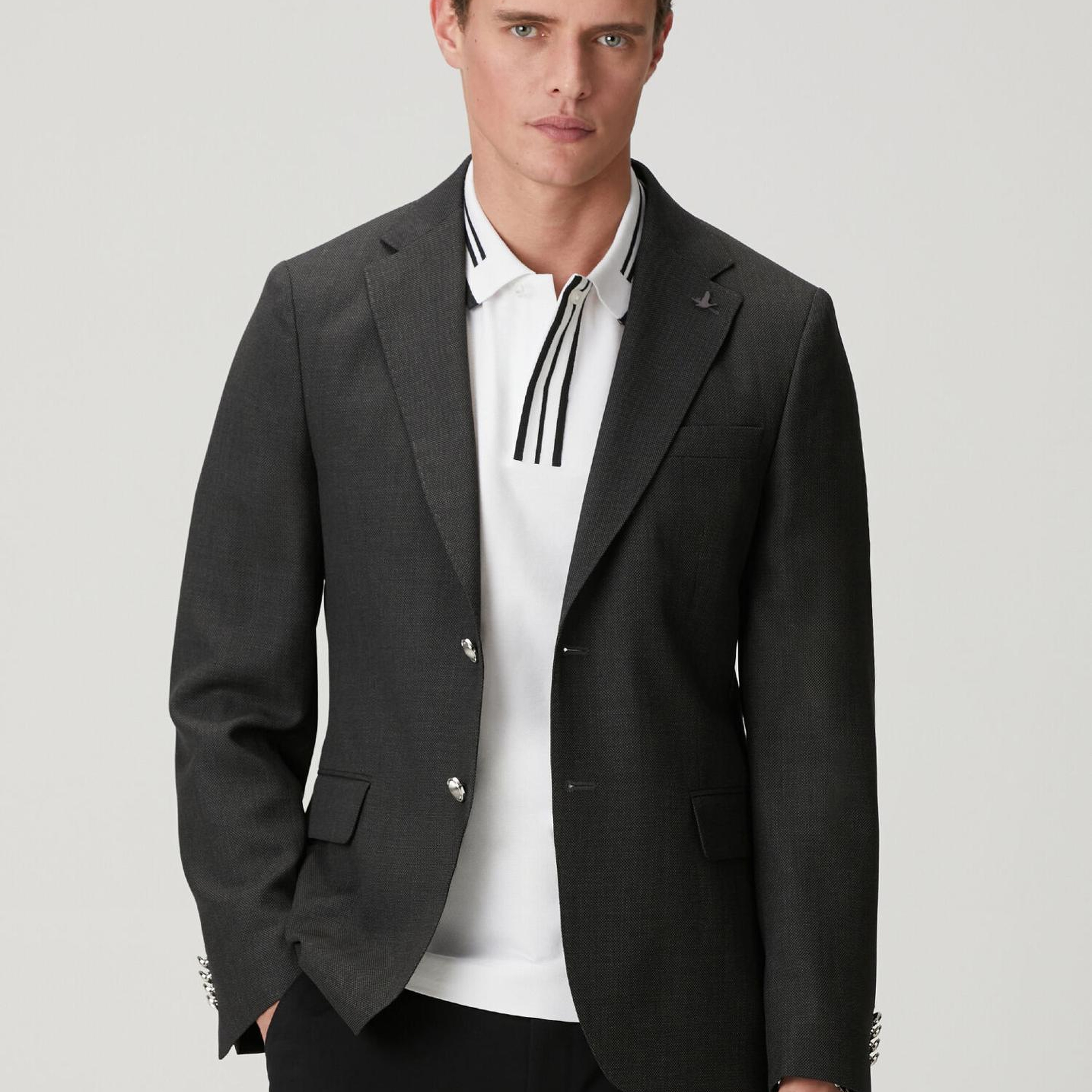 Beymen Club Erkek Antrasit Mini Petek Dokulu Yün Dokuma Blazer