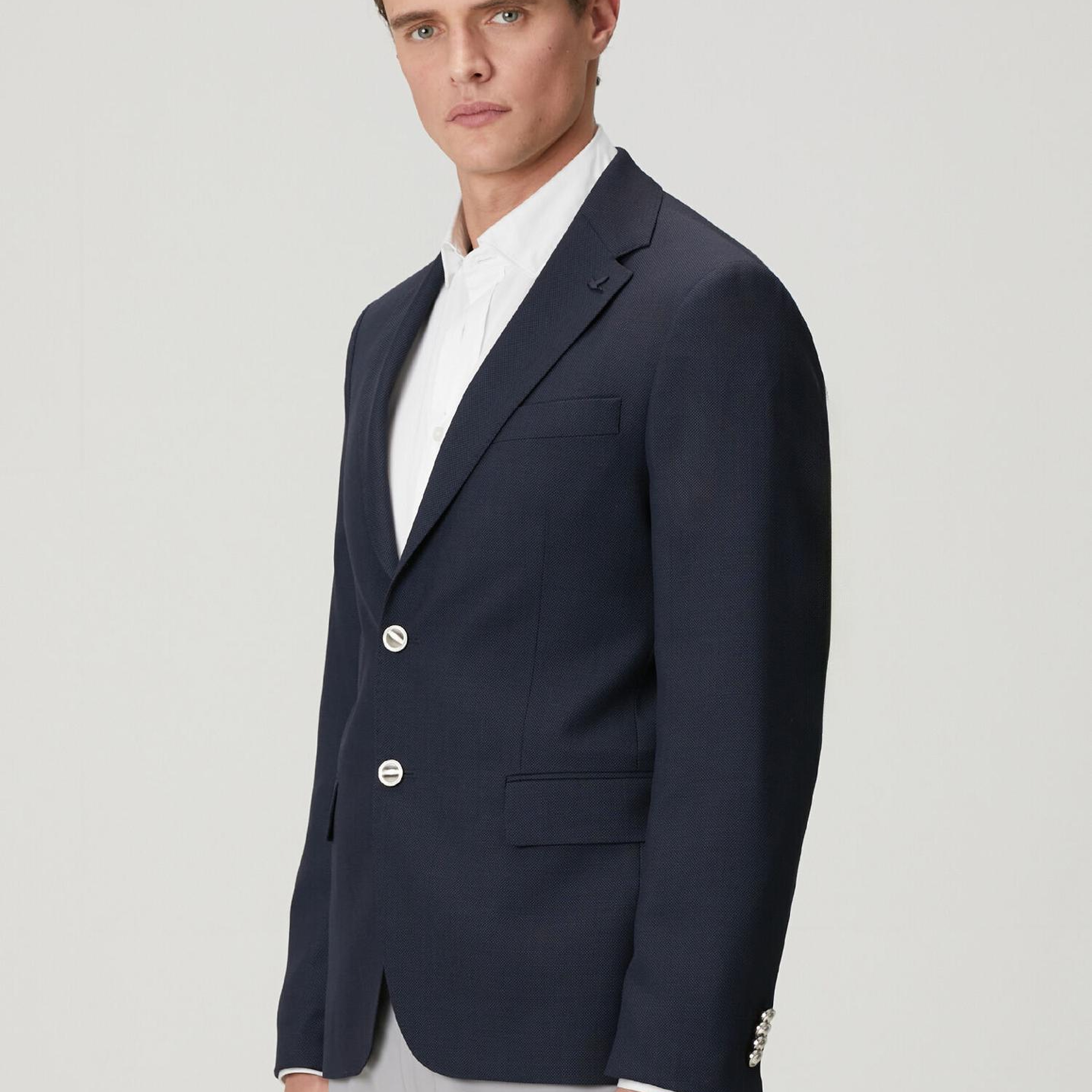 Beymen Club Erkek Lacivert Mini Petek Dokulu Yün Dokuma Blazer