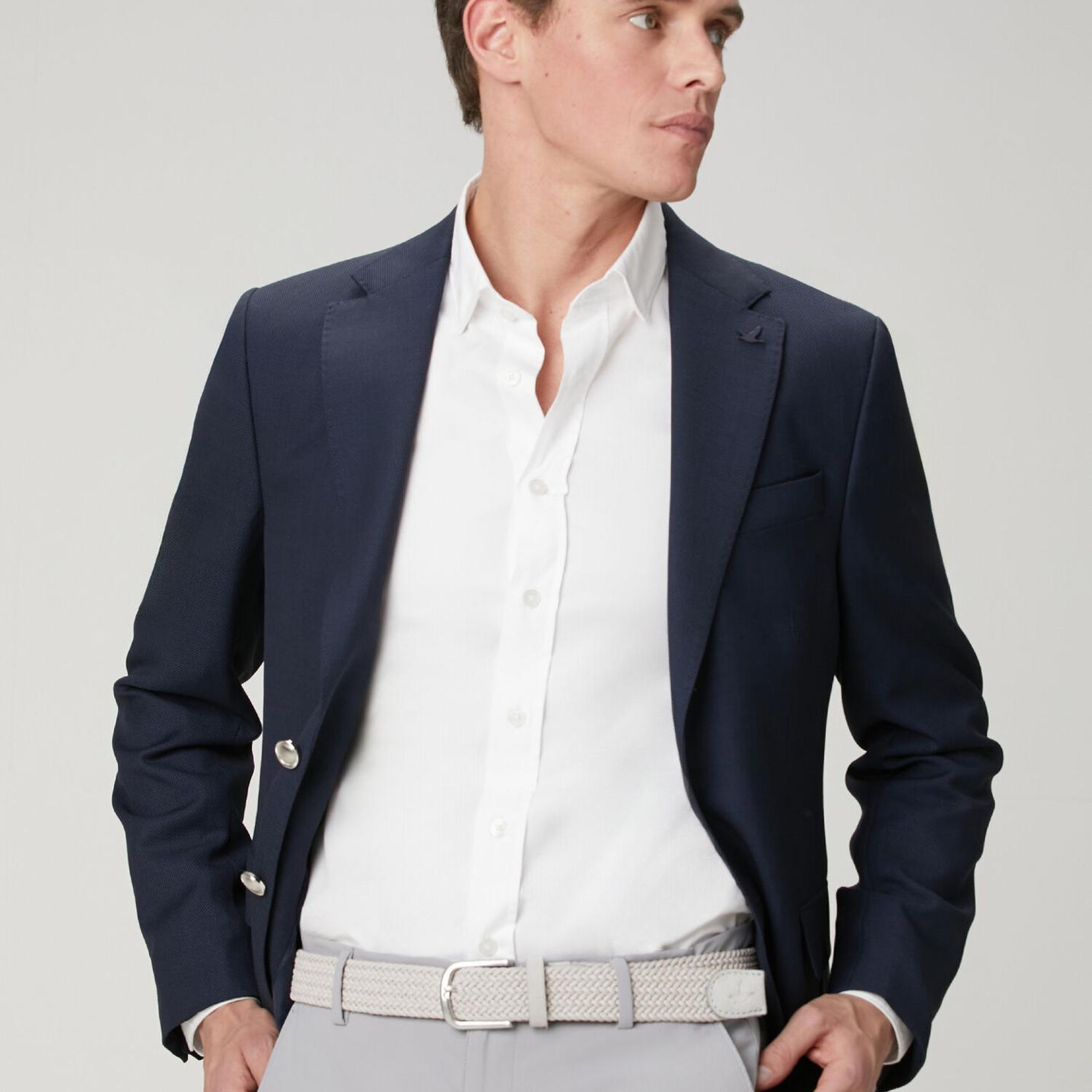 Beymen Club Erkek Lacivert Mini Petek Dokulu Yün Dokuma Blazer