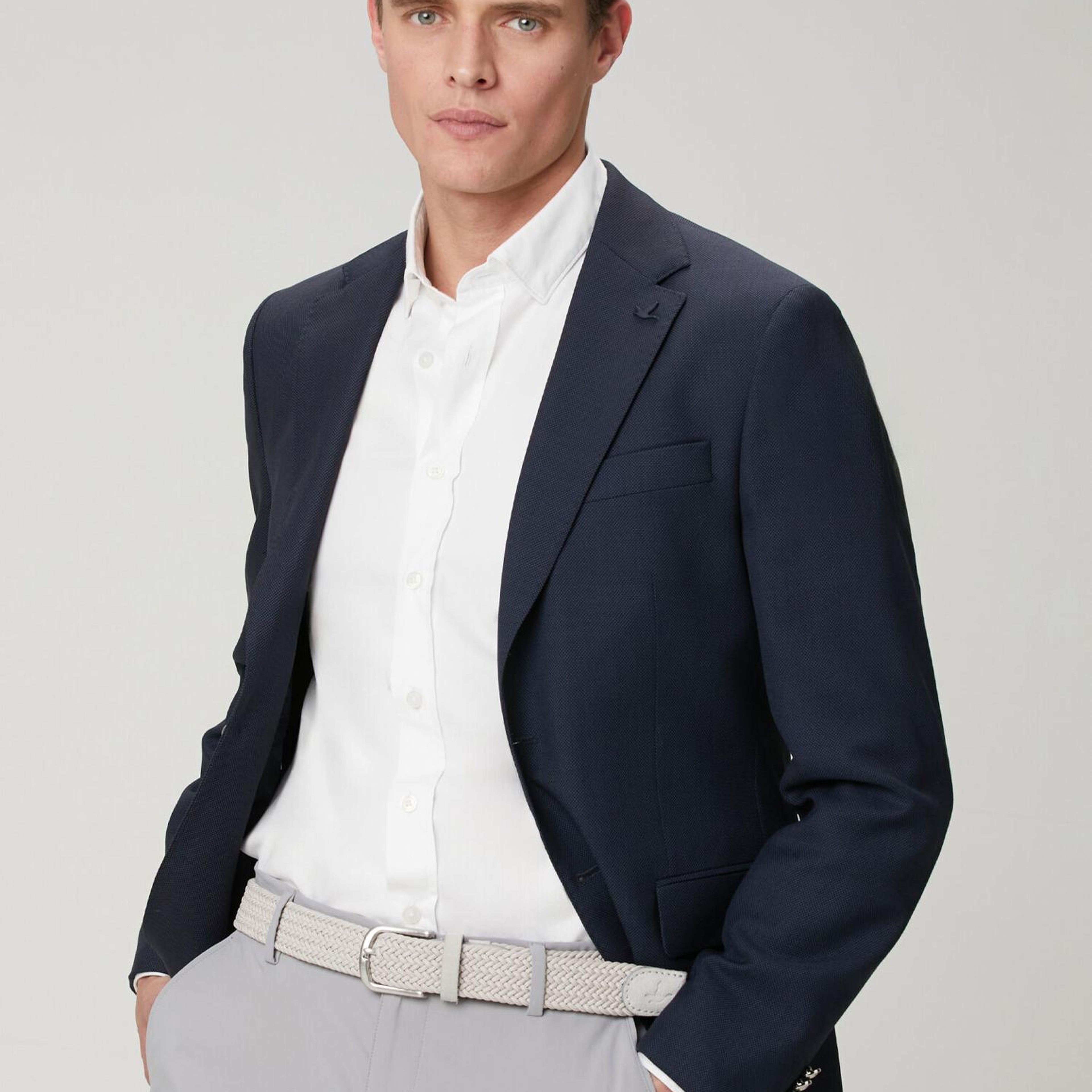 Beymen Club Erkek Lacivert Mini Petek Dokulu Yün Dokuma Blazer