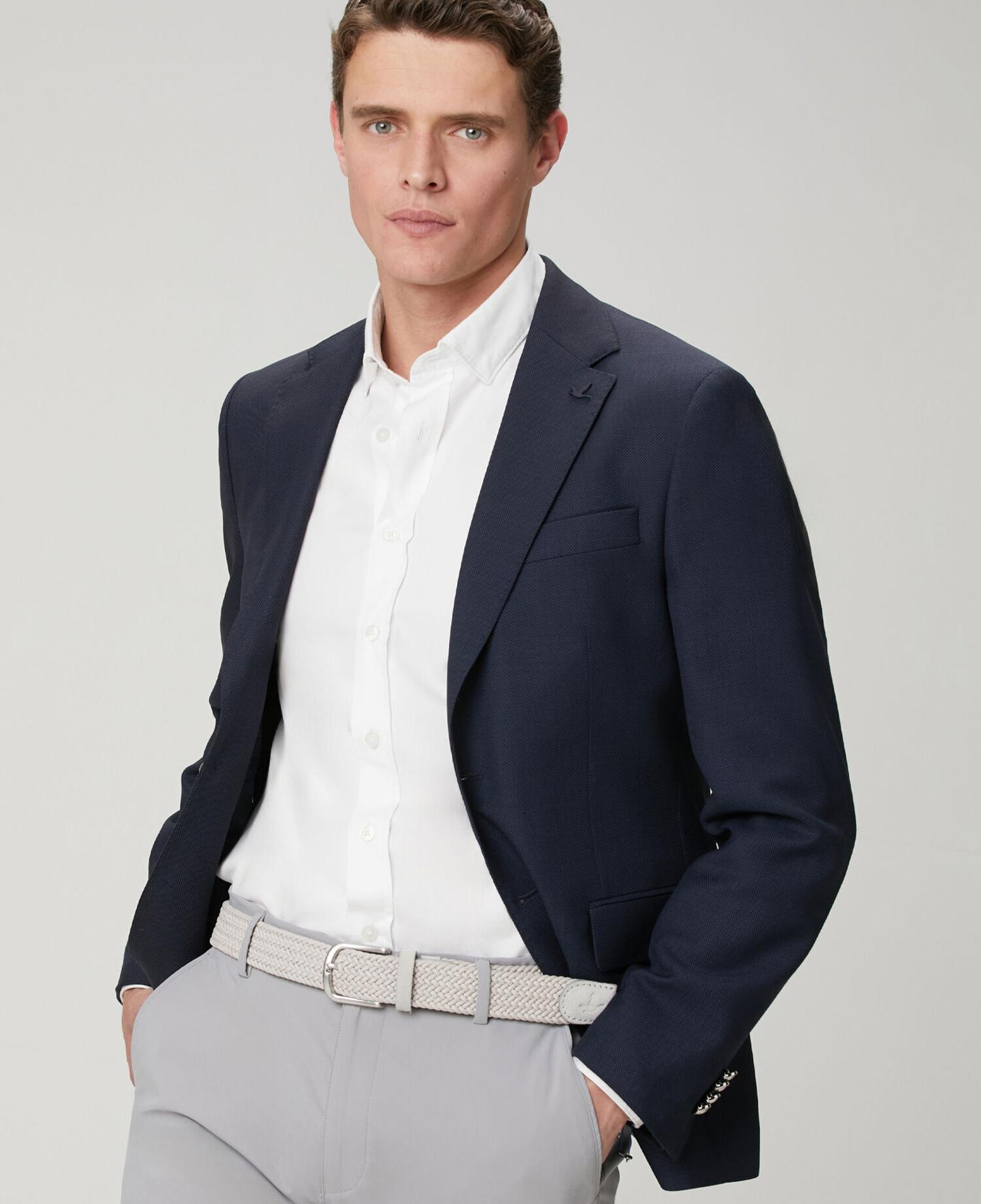 Beymen Club Erkek Lacivert Mini Petek Dokulu Yün Dokuma Blazer