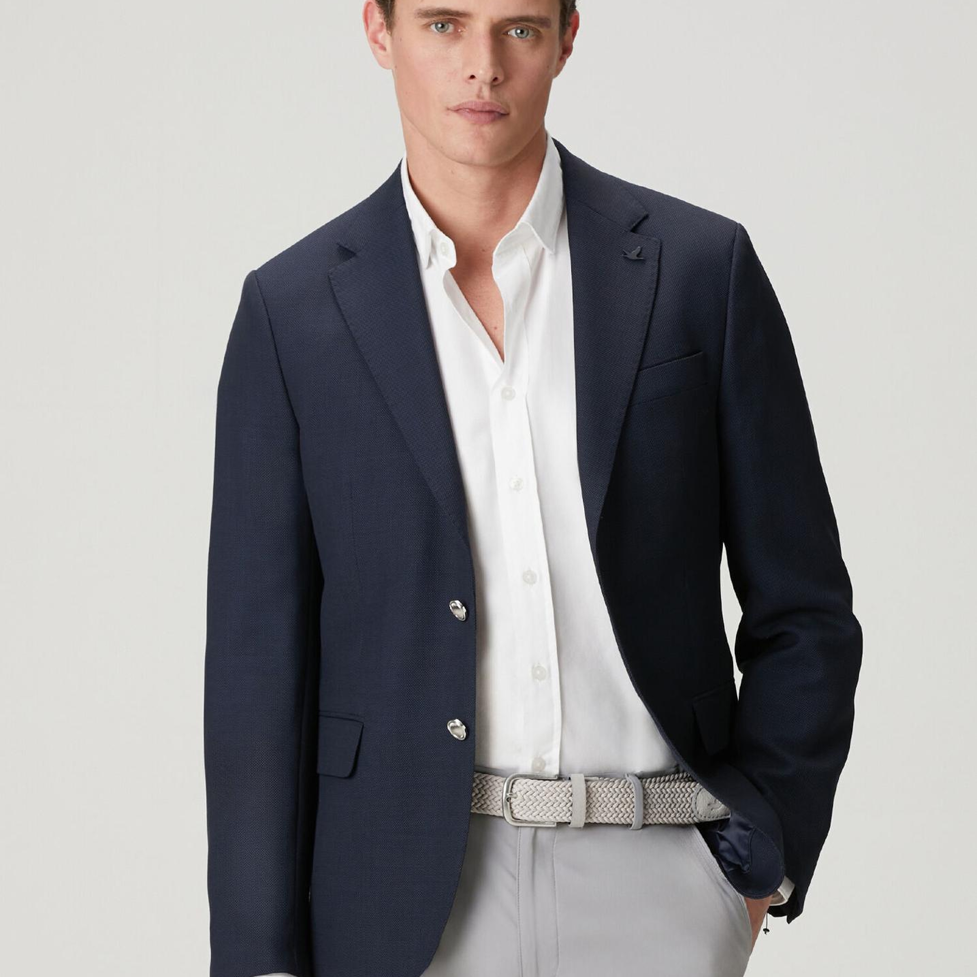Beymen Club Erkek Lacivert Mini Petek Dokulu Yün Dokuma Blazer