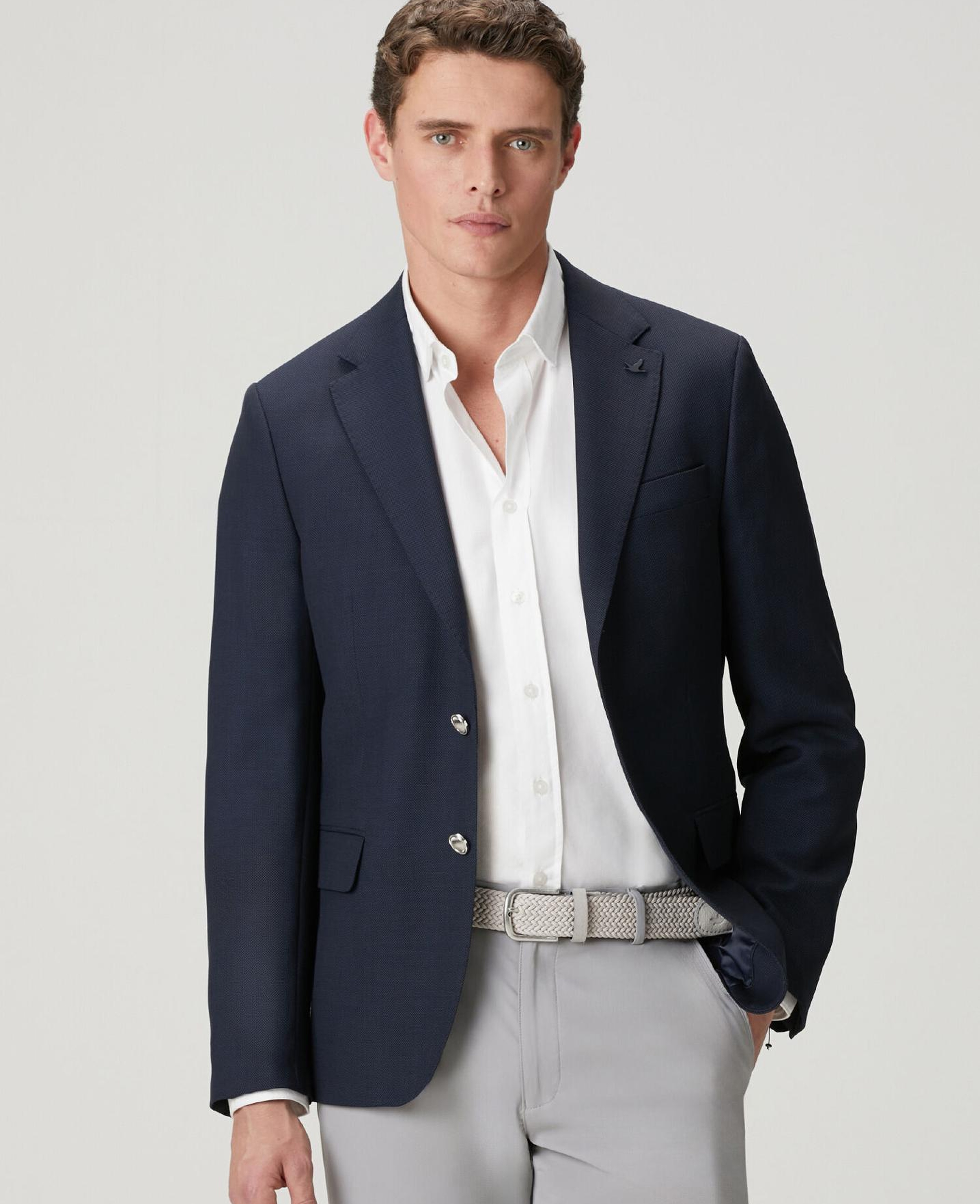 Beymen Club Erkek Lacivert Mini Petek Dokulu Yün Dokuma Blazer