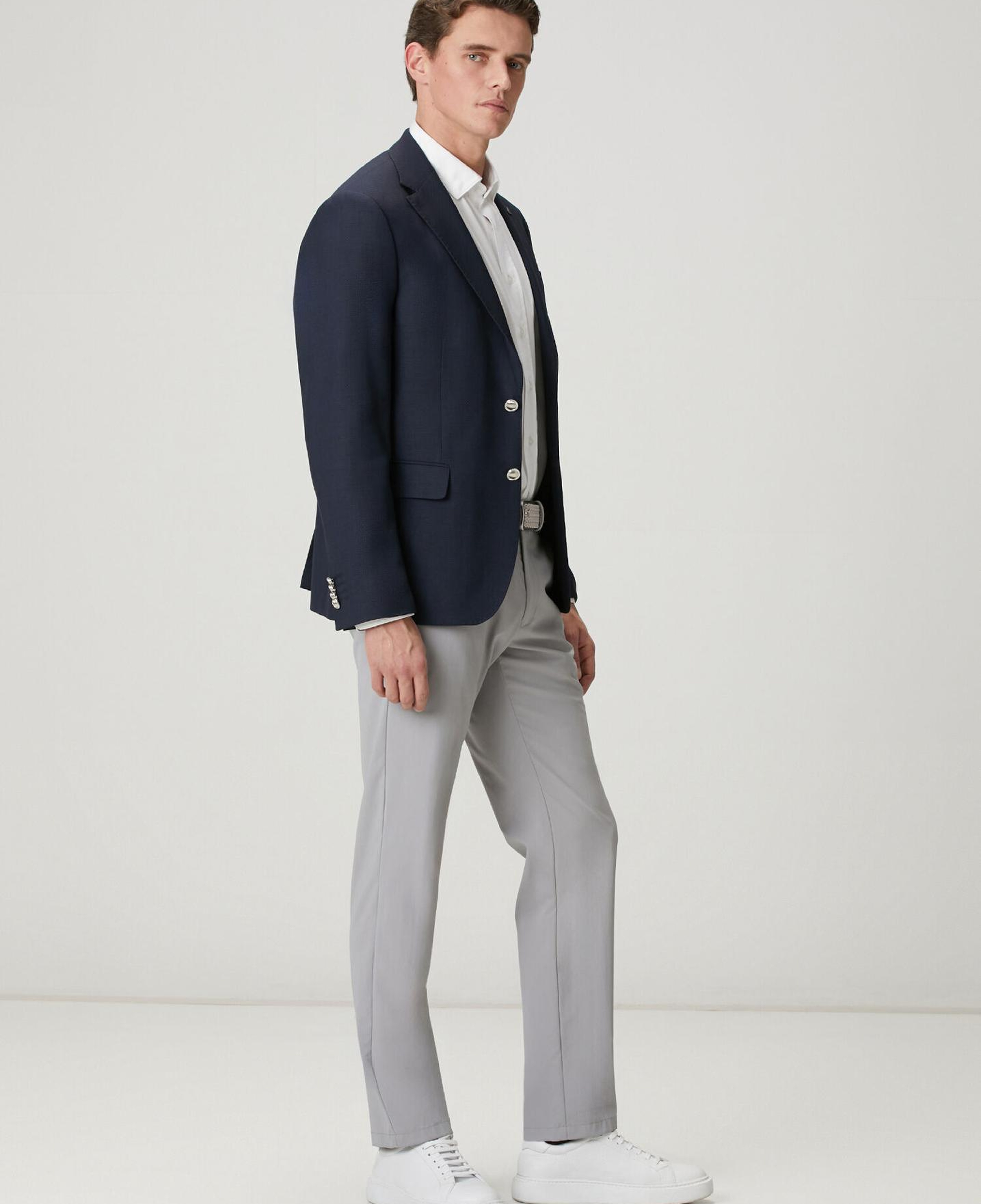 Beymen Club Erkek Lacivert Mini Petek Dokulu Yün Dokuma Blazer