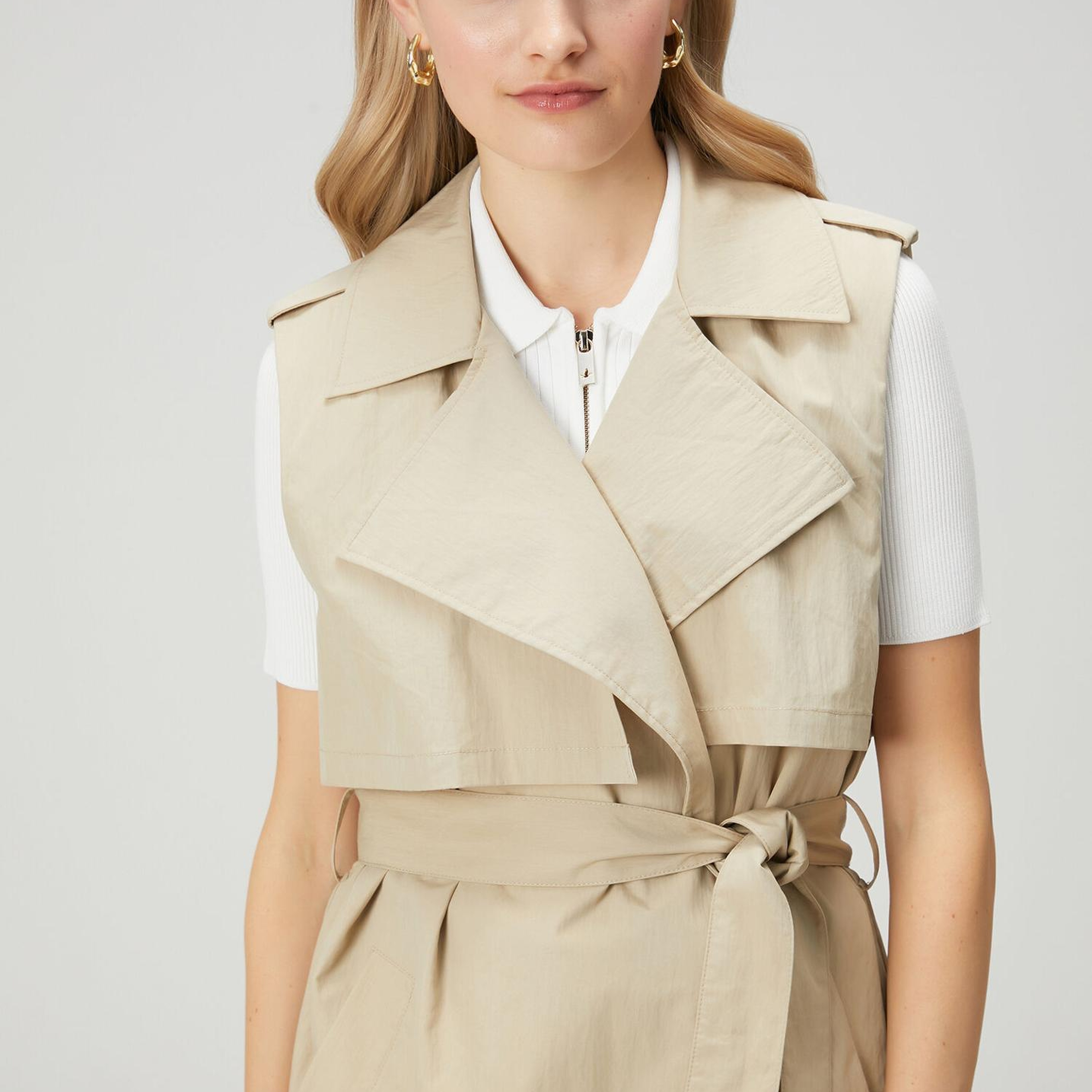 Beymen Club Kadın Bej Teknik Kumaş Uzun Yelek