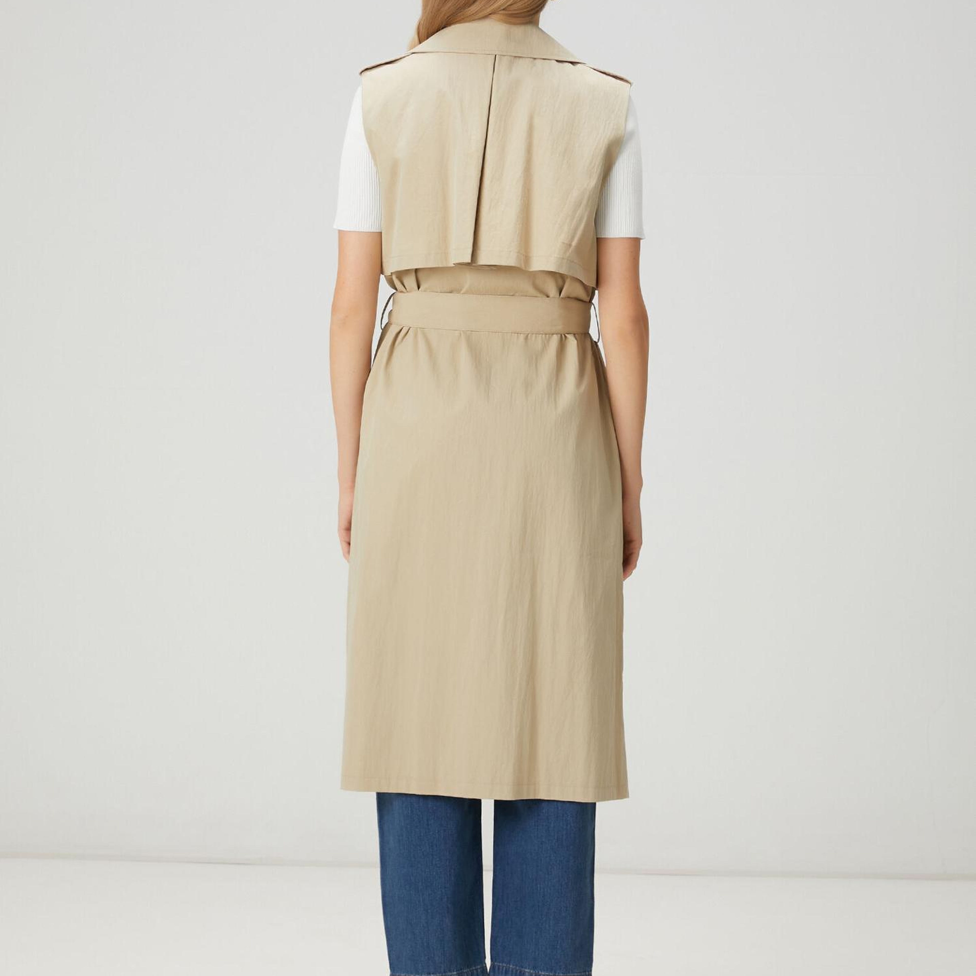 Beymen Club Kadın Bej Teknik Kumaş Uzun Yelek