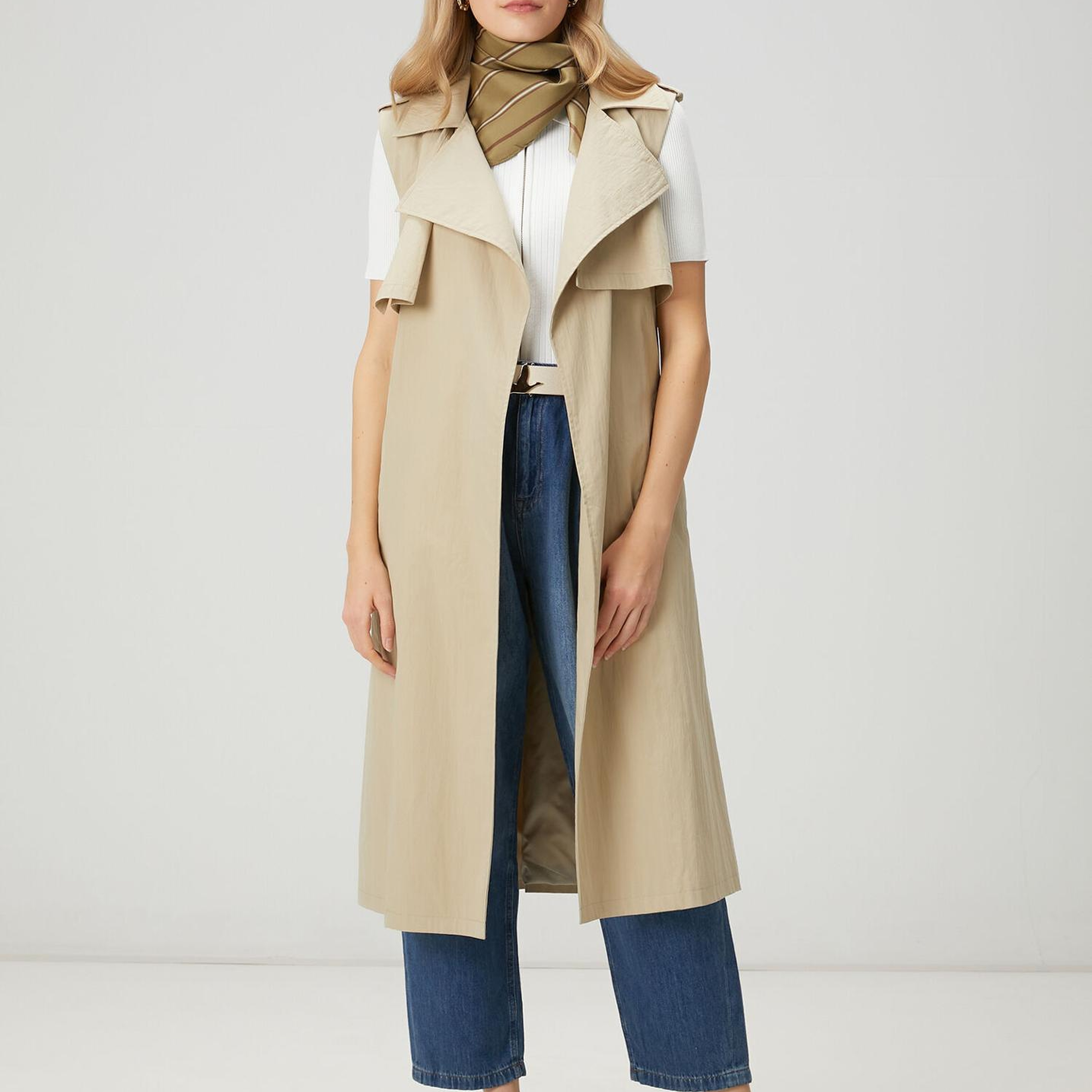 Beymen Club Kadın Bej Teknik Kumaş Uzun Yelek