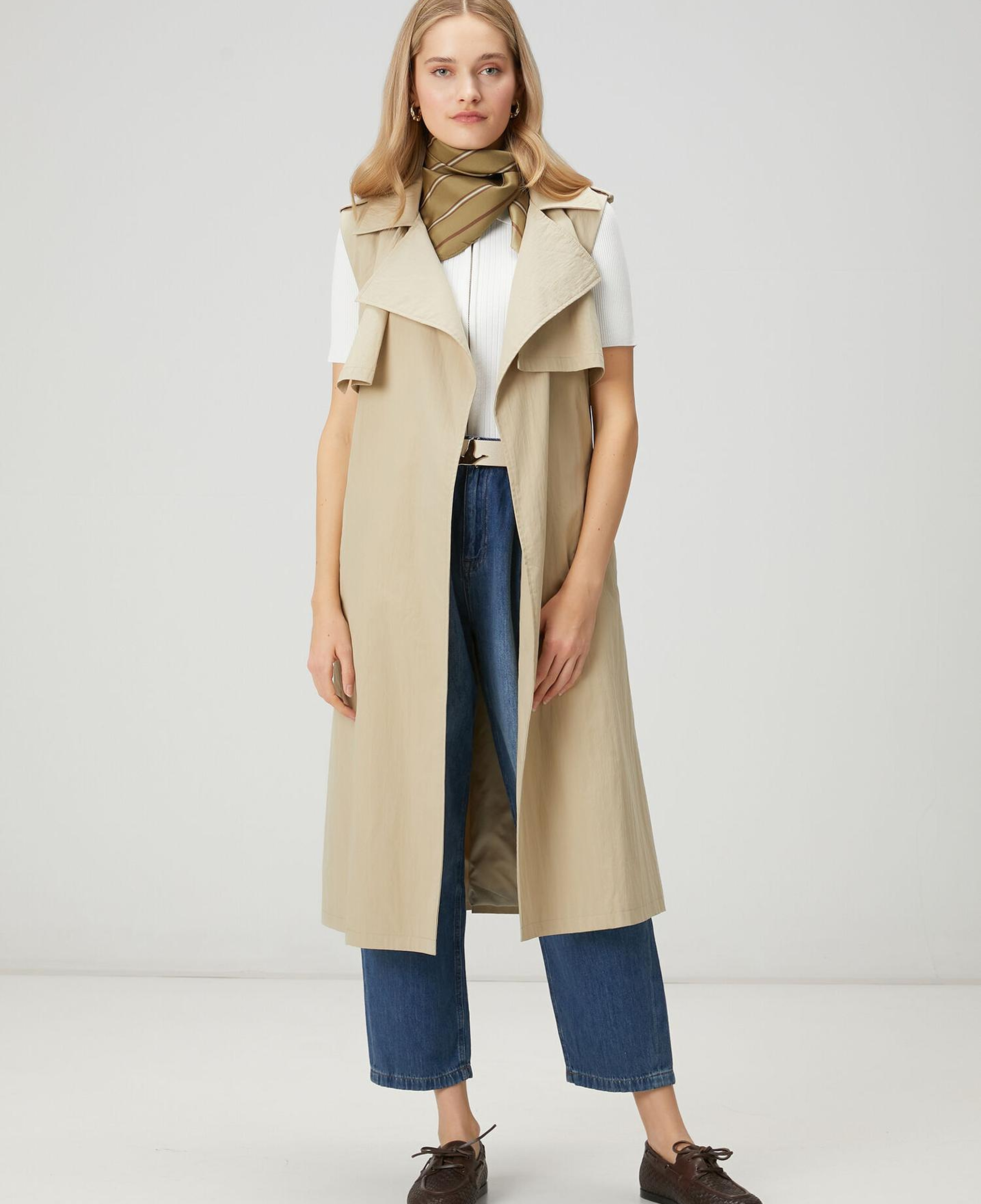 Beymen Club Kadın Bej Teknik Kumaş Uzun Yelek