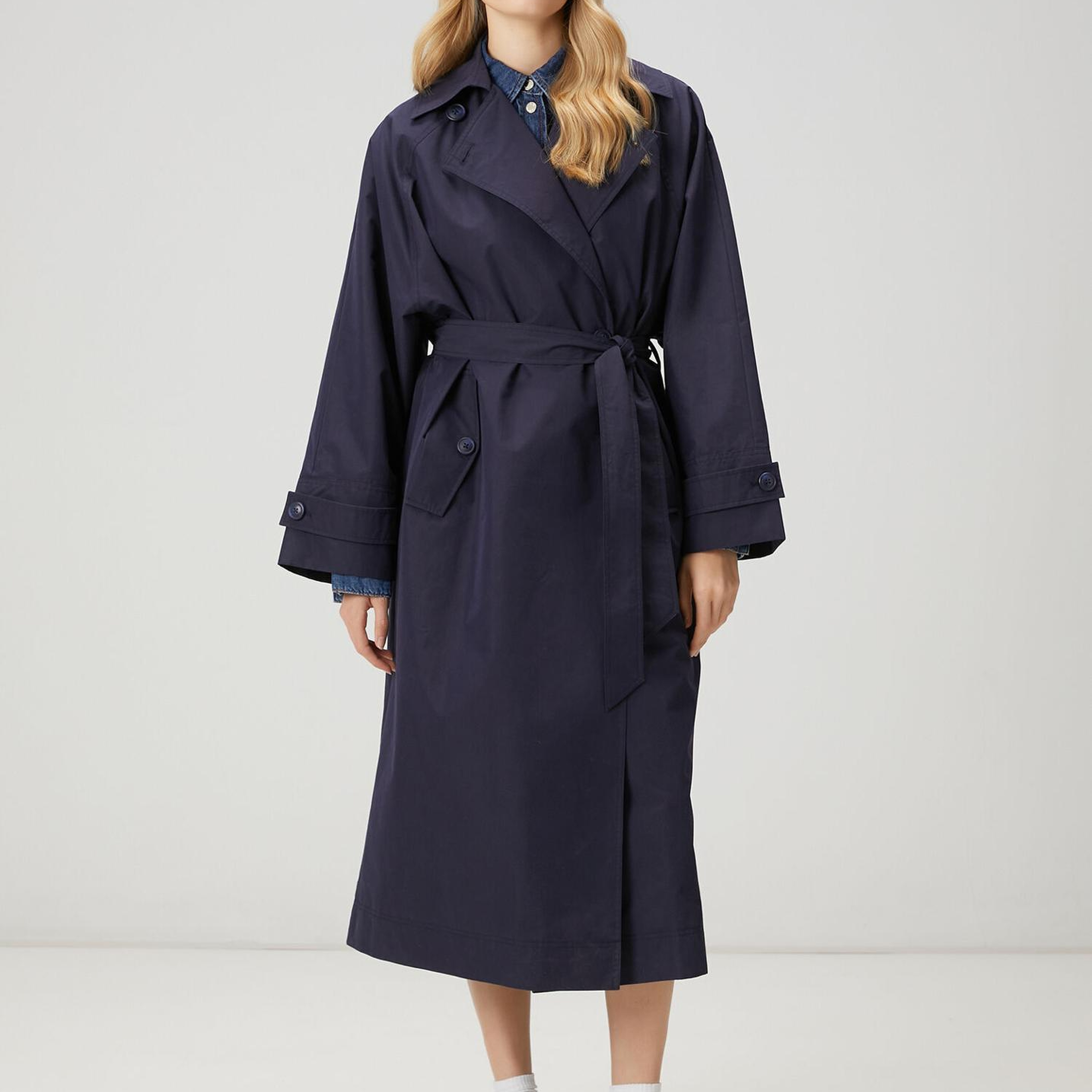 Beymen Club Kadın Papertouch Oversize Lacivert Pardösü